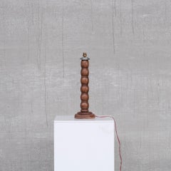 French Mid-Century Tall Wooden Table Lamp