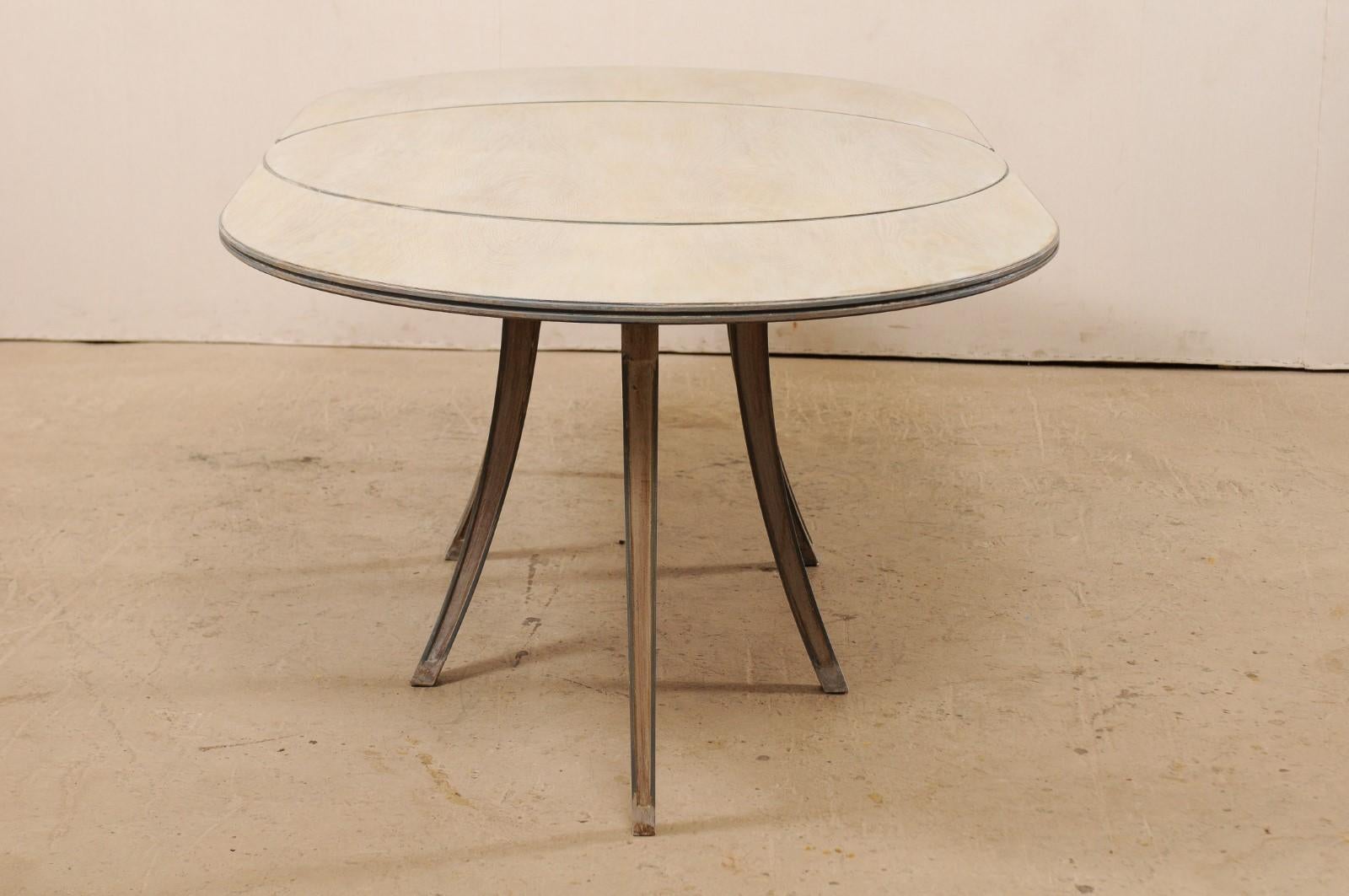 French Mid-century Modern Dining or Center Table, Transitions from Oval to Round 1