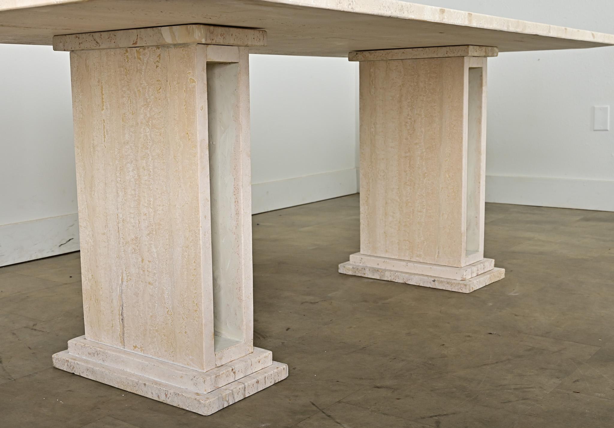 Table de salle à manger en travertin du milieu du siècle dernier en vente 9