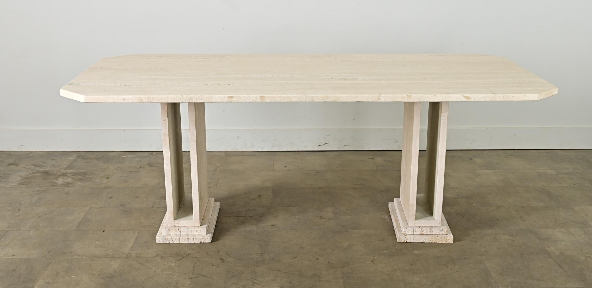 Table de salle à manger en travertin du milieu du siècle dernier en vente 10