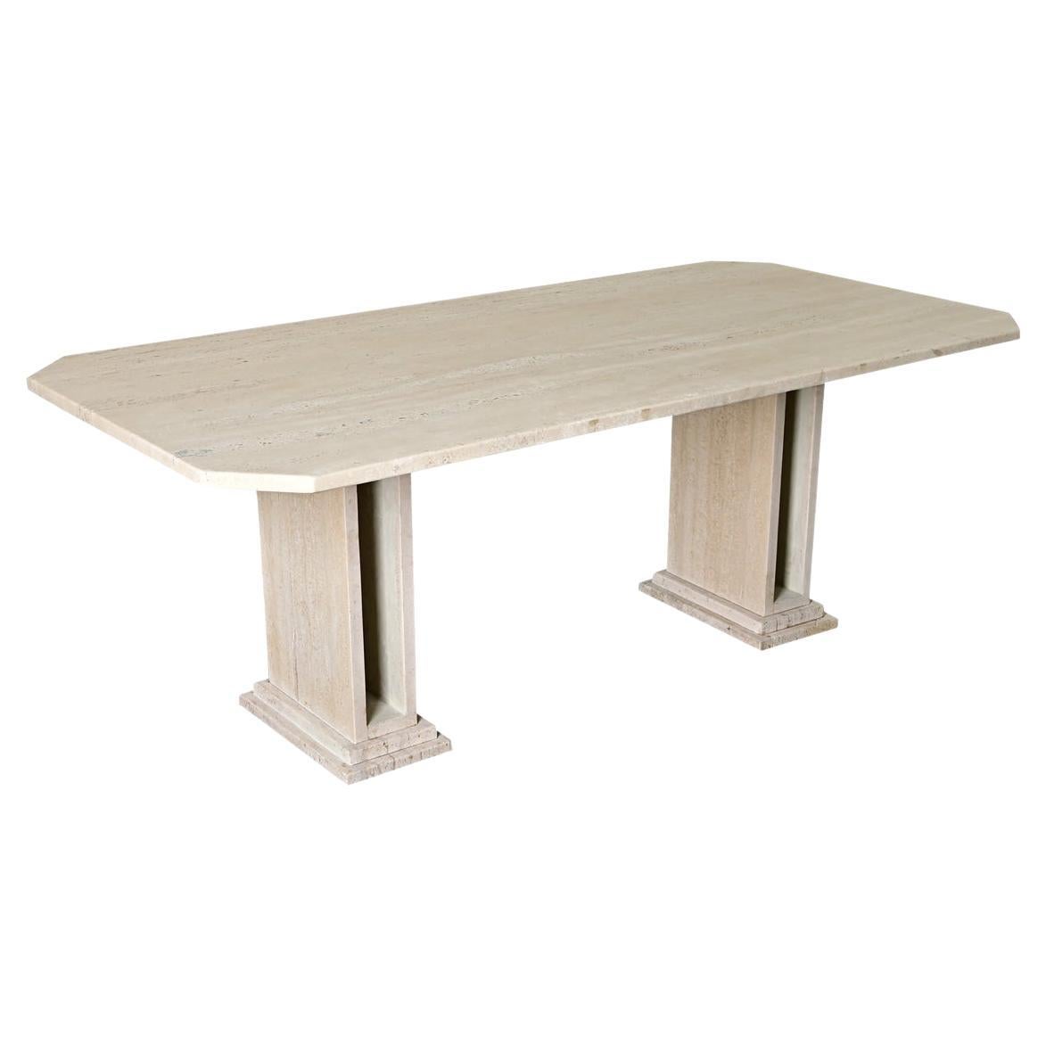 Table de salle à manger en travertin du milieu du siècle dernier