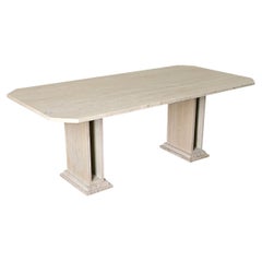 French Mid-century Travertine Dining Table