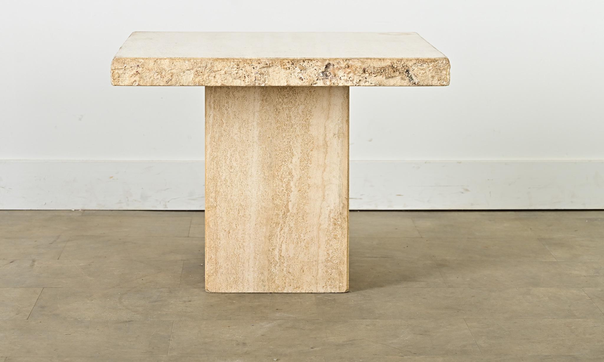 Modern French Mid-Century Travertine Low Table For Sale