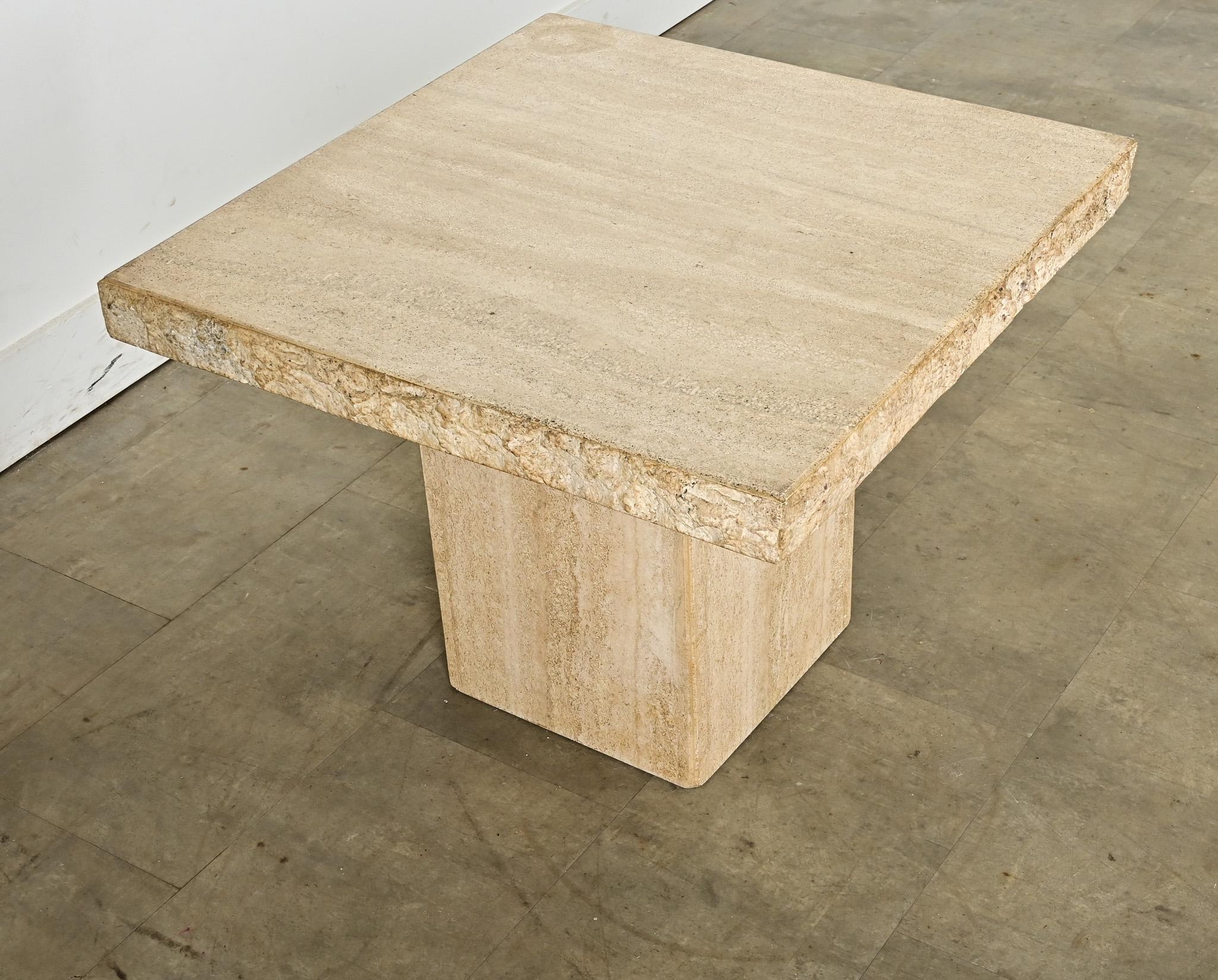 French Mid-Century Travertine Low Table In Good Condition For Sale In Baton Rouge, LA