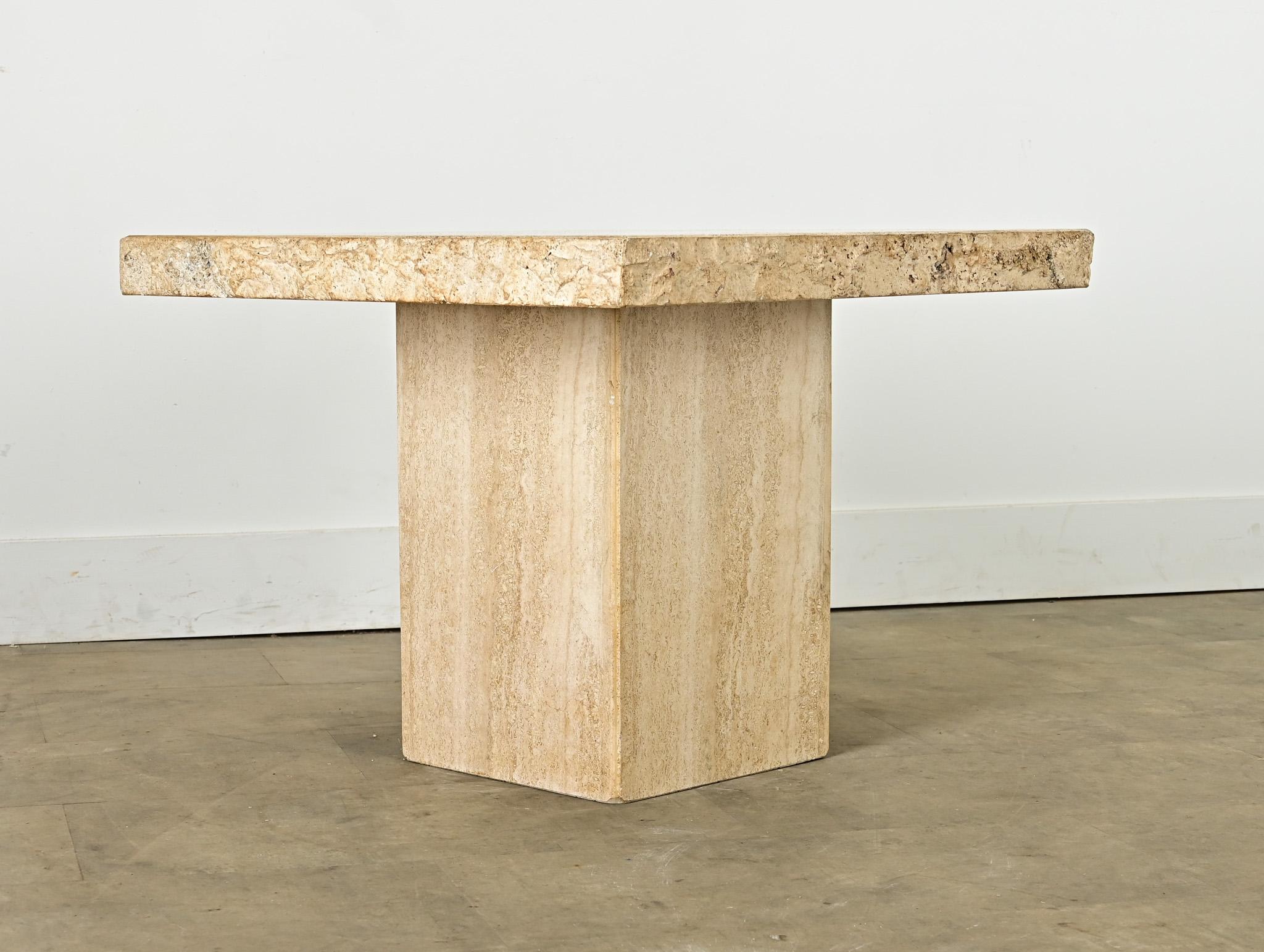 20th Century French Mid-Century Travertine Low Table For Sale