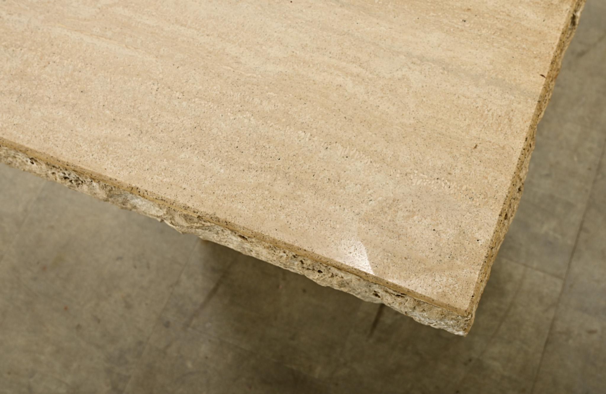 French Mid-Century Travertine Low Table For Sale 2