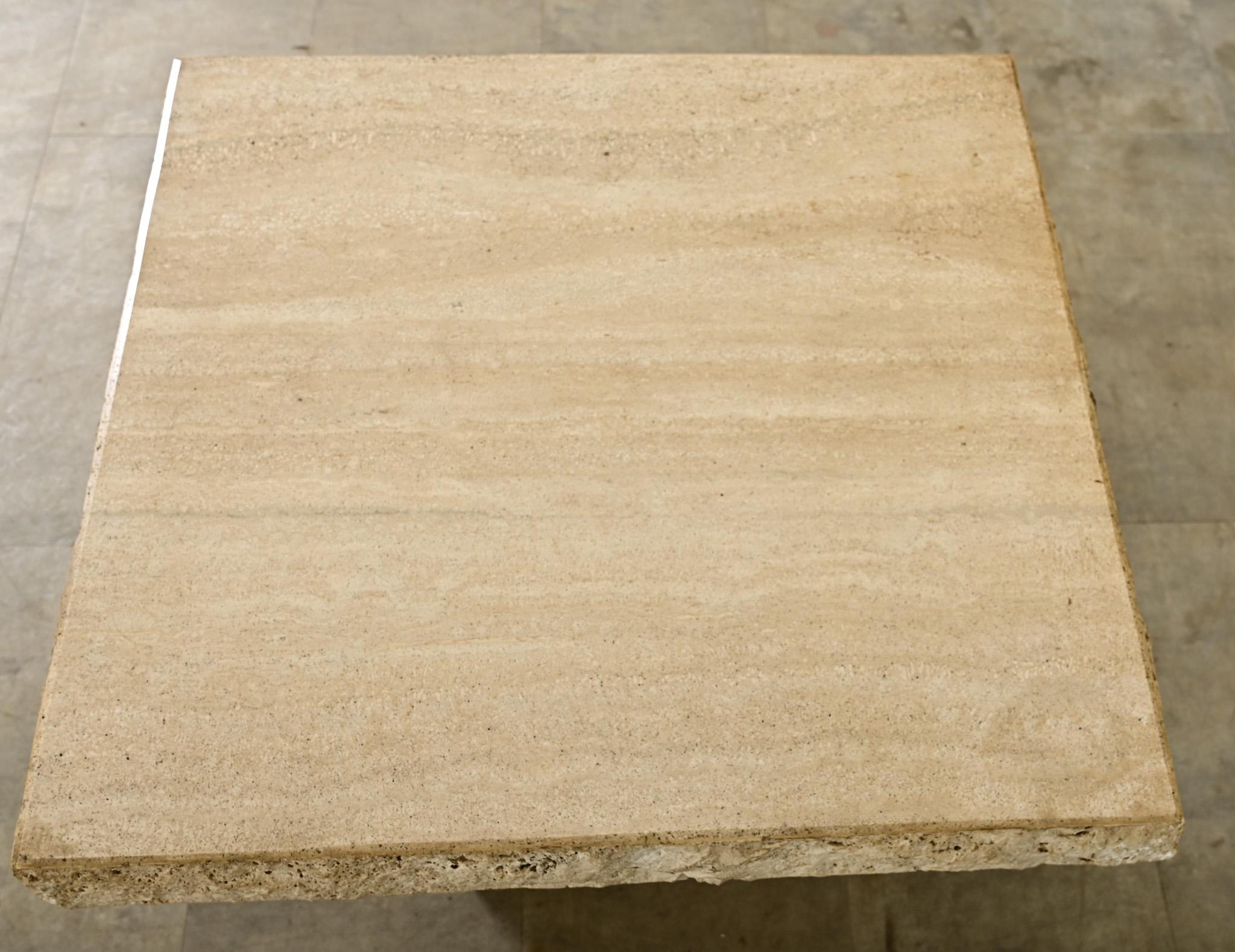French Mid-Century Travertine Low Table For Sale 3