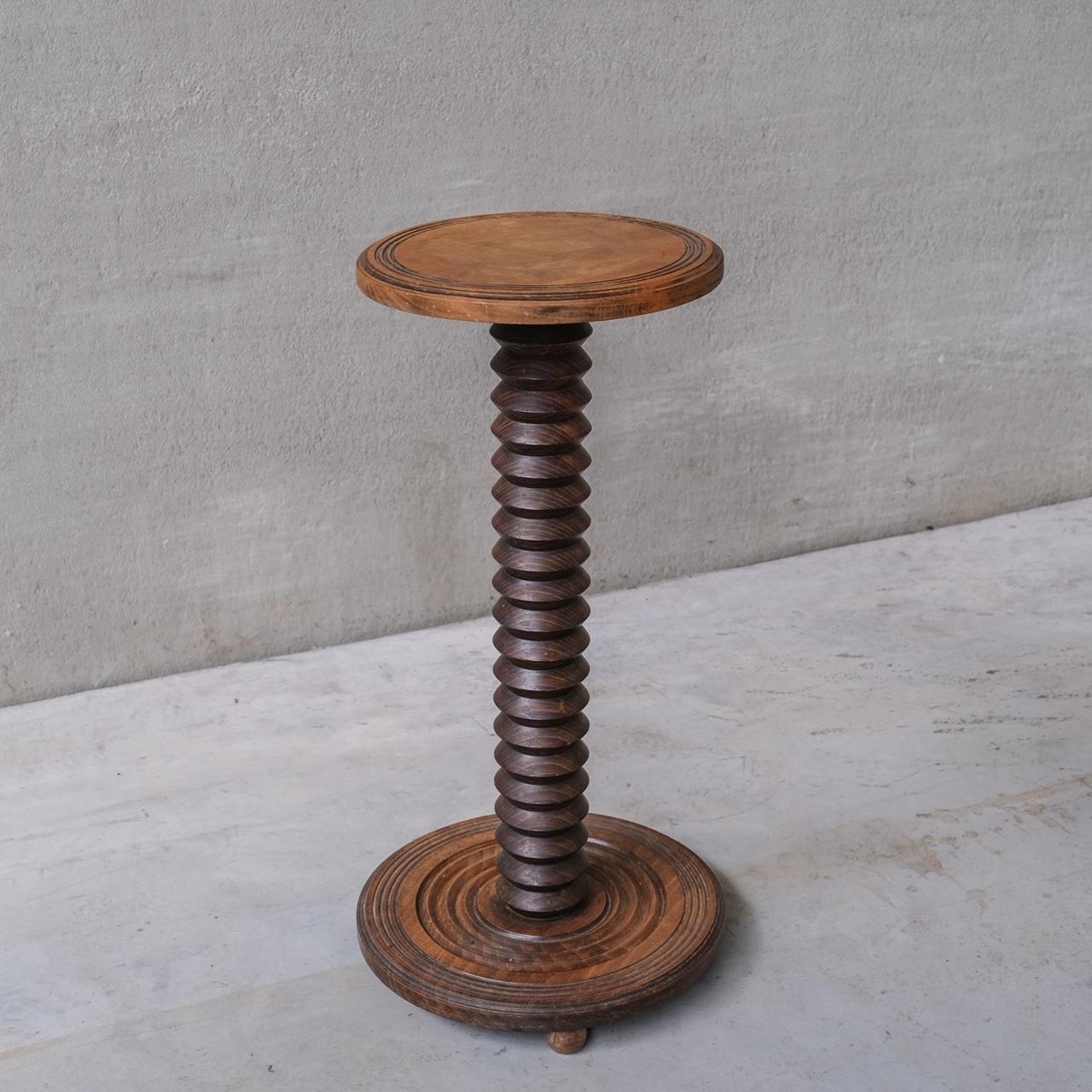 20th Century French Mid-Century Turned Oak Pedestal or Plant Stand For Sale