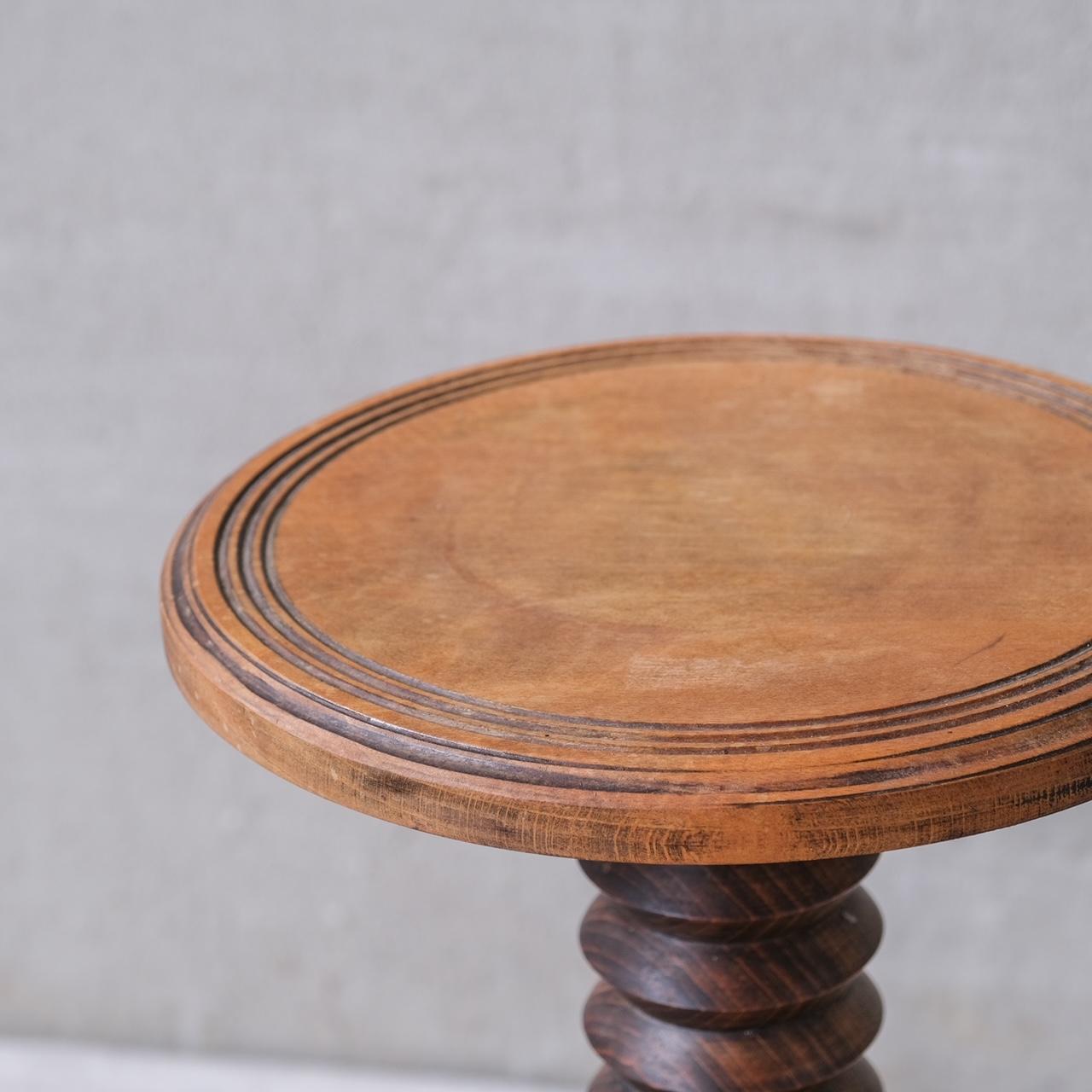 French Mid-Century Turned Oak Pedestal or Plant Stand For Sale 2