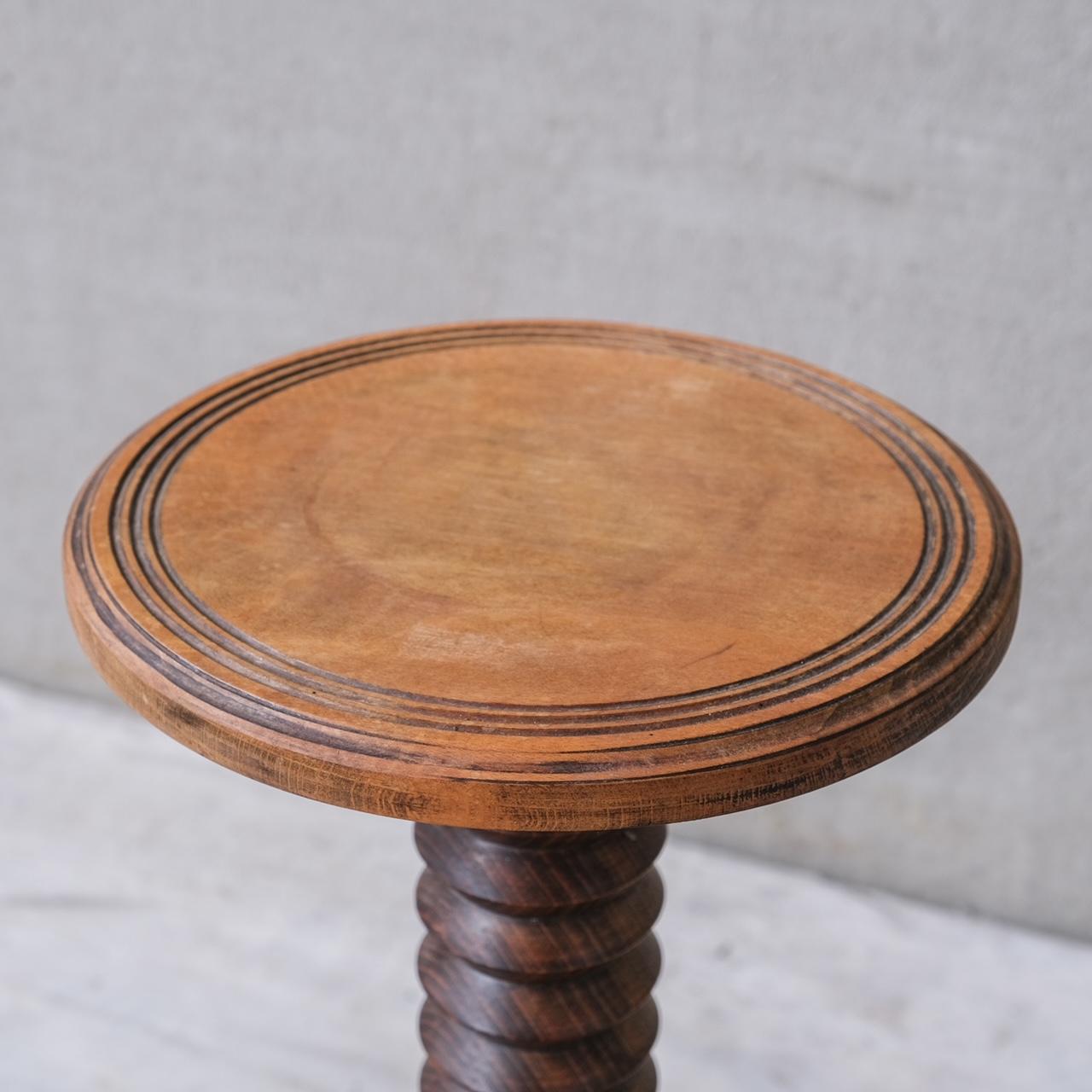 French Mid-Century Turned Oak Pedestal or Plant Stand For Sale 3