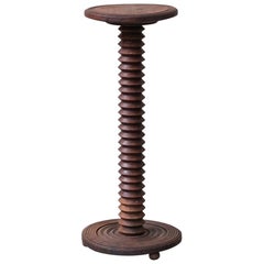French Mid-Century Turned Oak Pedestal or Plant Stand