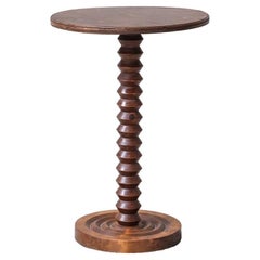 French Mid-Century Turned Oak Side Table or Pedestal