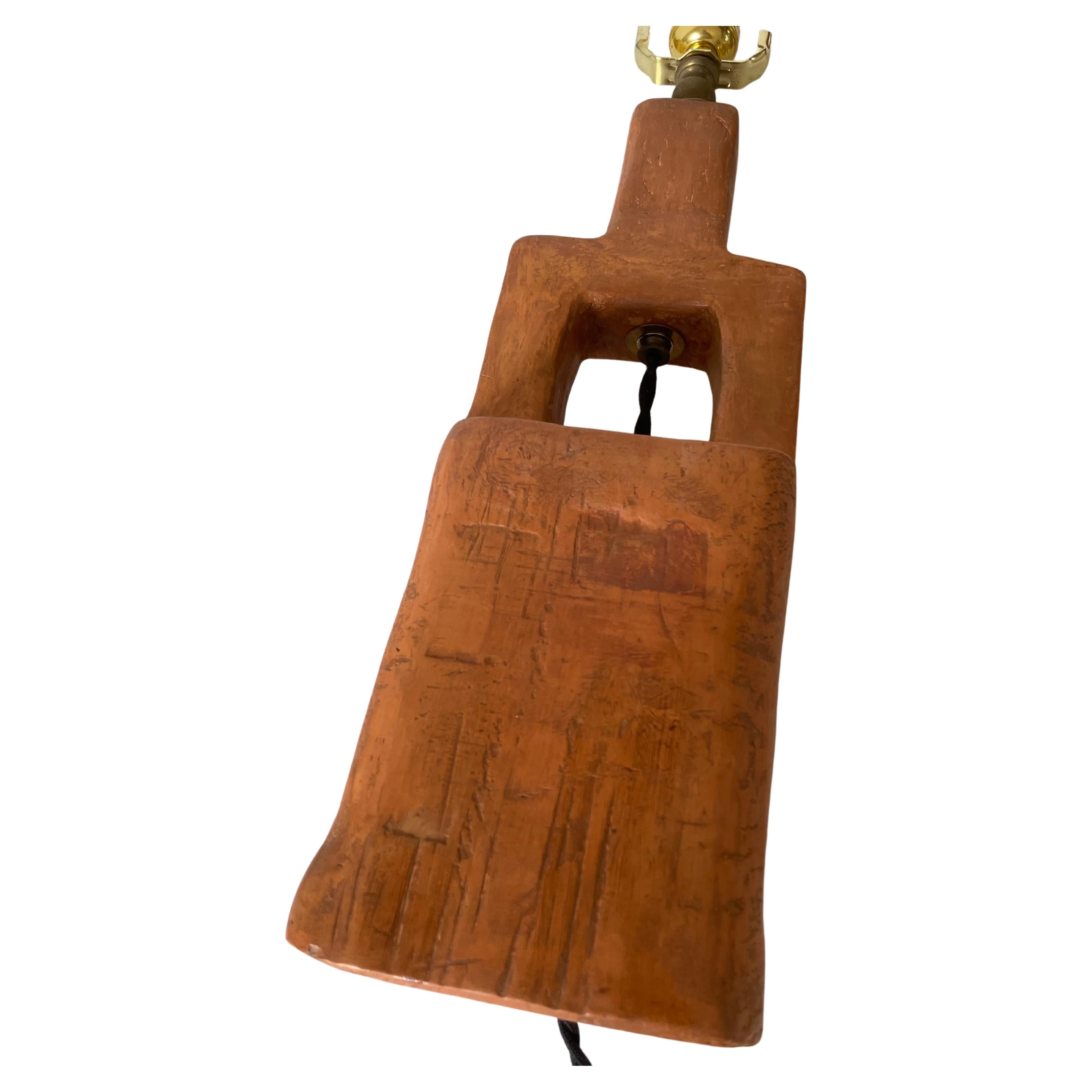Mid-20th Century French Mid Century Vallauris Terracota Table Lamp Signed Peyron For Sale