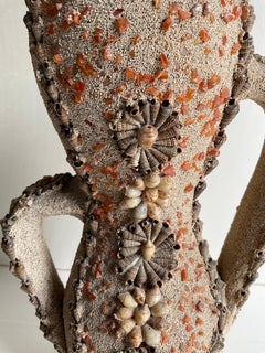 Vase français du milieu du siècle dernier, composition de grès et de verre