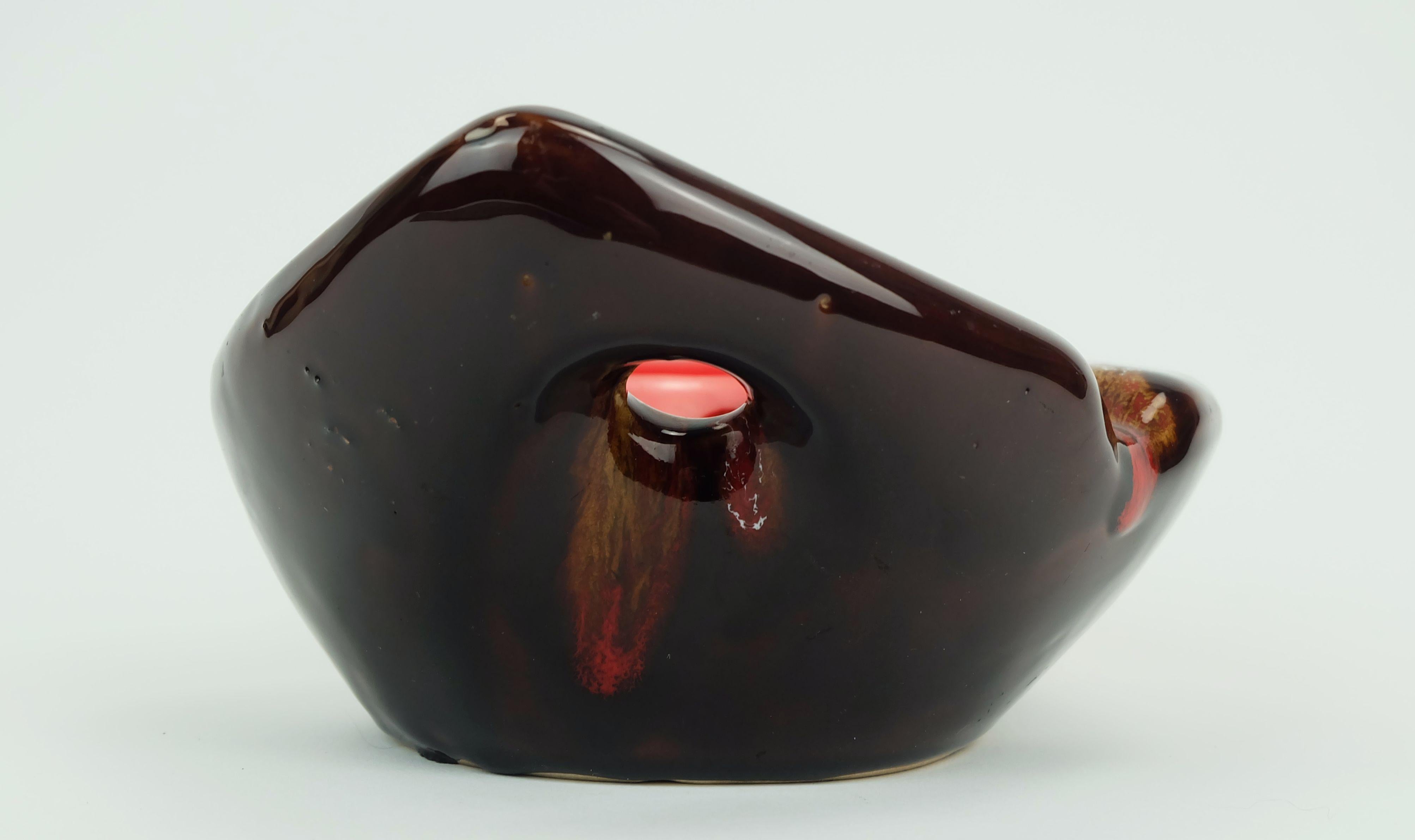 Metà XX secolo Ciotola in ceramica francese d'epoca di metà secolo Vallauris smaltata a goccia forma organica 1960s in vendita