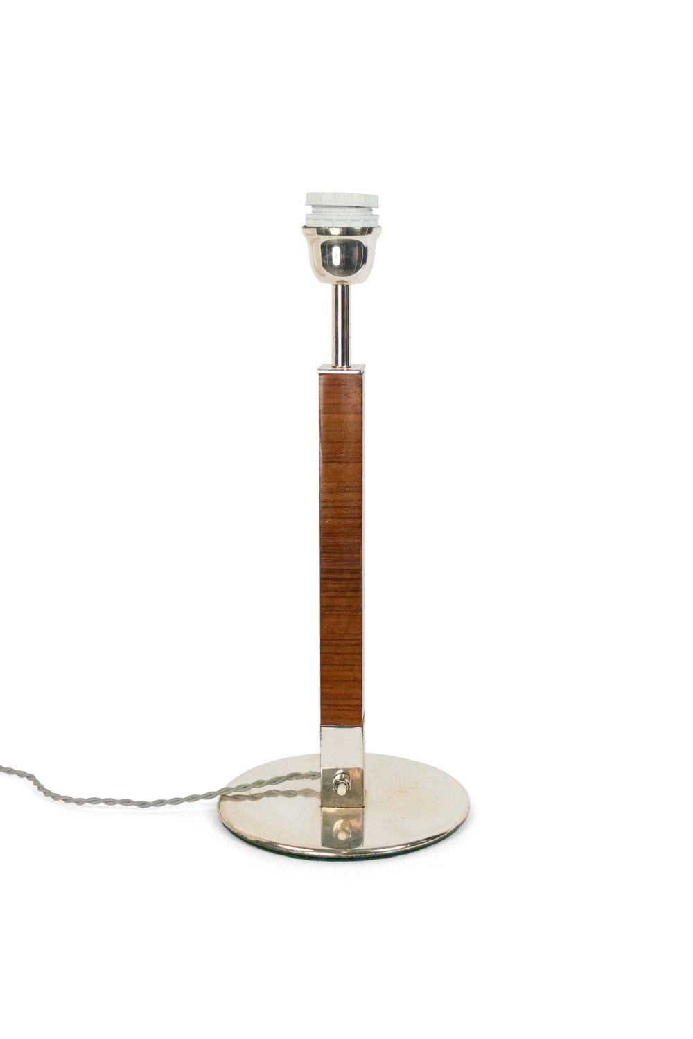 Mid-Century Modern French Mid-Century Walnut Column Table Lamp For Sale