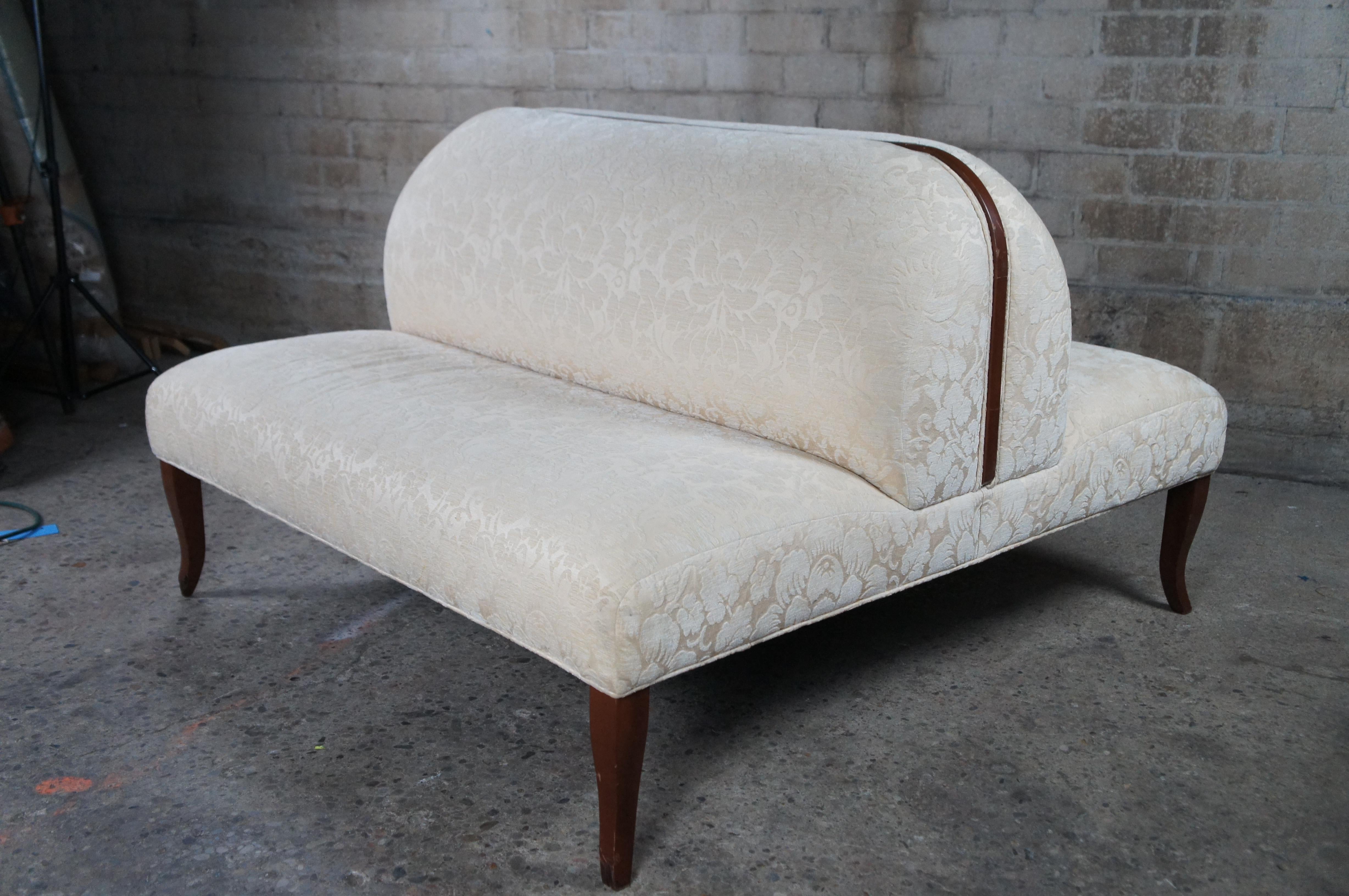 Vintage French Walnut Tete a Tete Double Seat Settee Parlor Bench 54