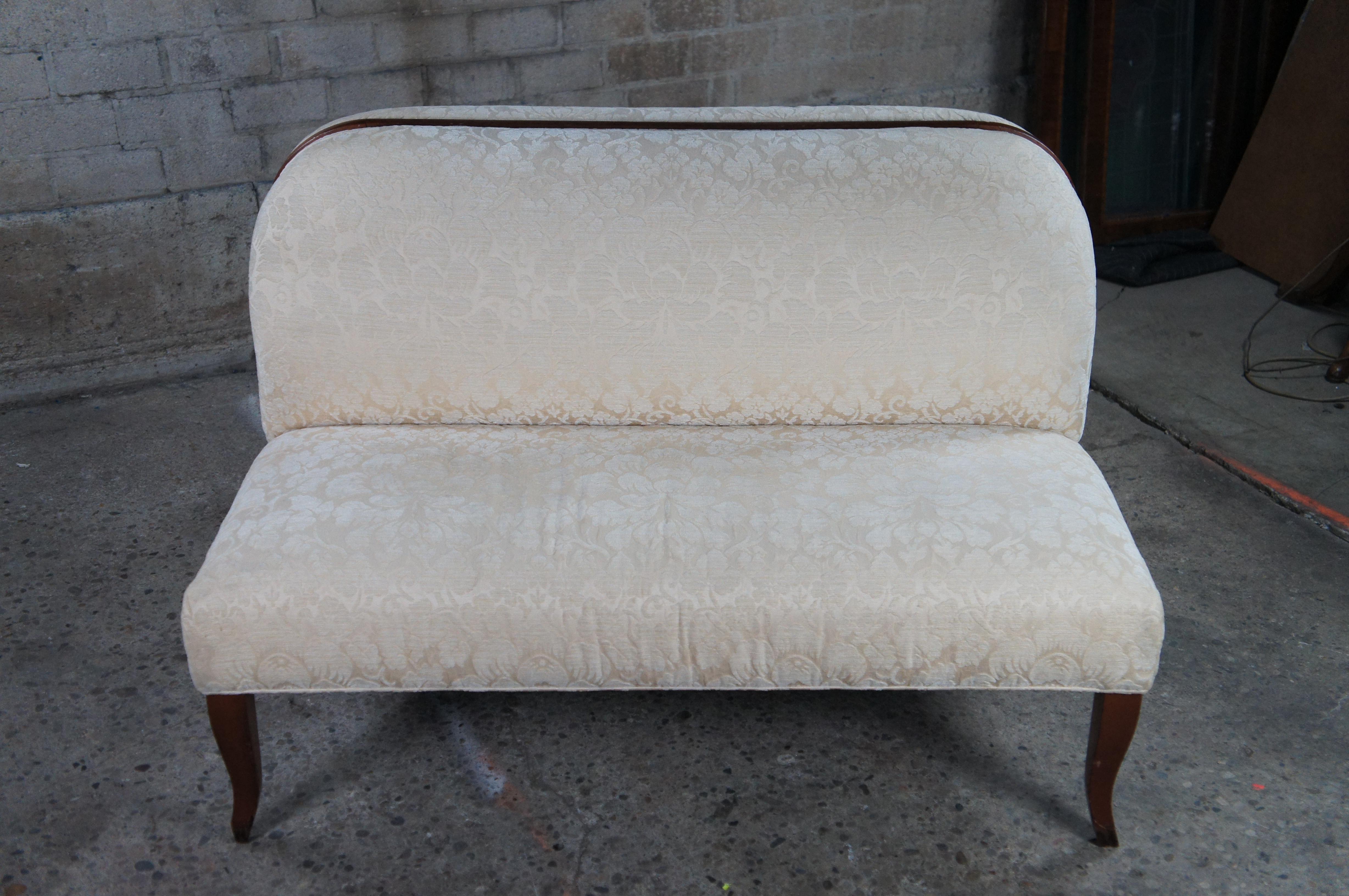 Vintage French Walnut Tete a Tete Double Seat Settee Parlor Bench 54