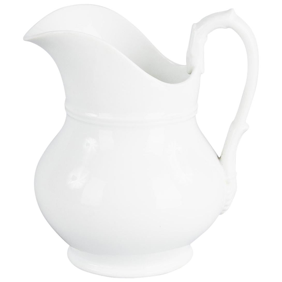 Antique White Ceramic Pitcher with Pewter Lid at 1stdibs