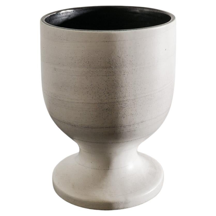 Vaso a cilindro in ceramica bianca di Georges Jouve, 1950