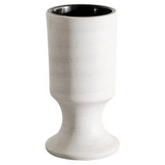 Vase cylindrique blanc français du milieu du siècle par Georges Jouve pour Steph Simon, années 1950
