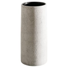 Vase cylindrique blanc français du milieu du siècle par Georges Jouve pour Steph Simon, années 1950