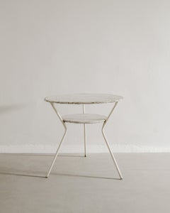 French Mid Century White Metal Dining Table Metal attr. to Mathieu Matégot 1950s