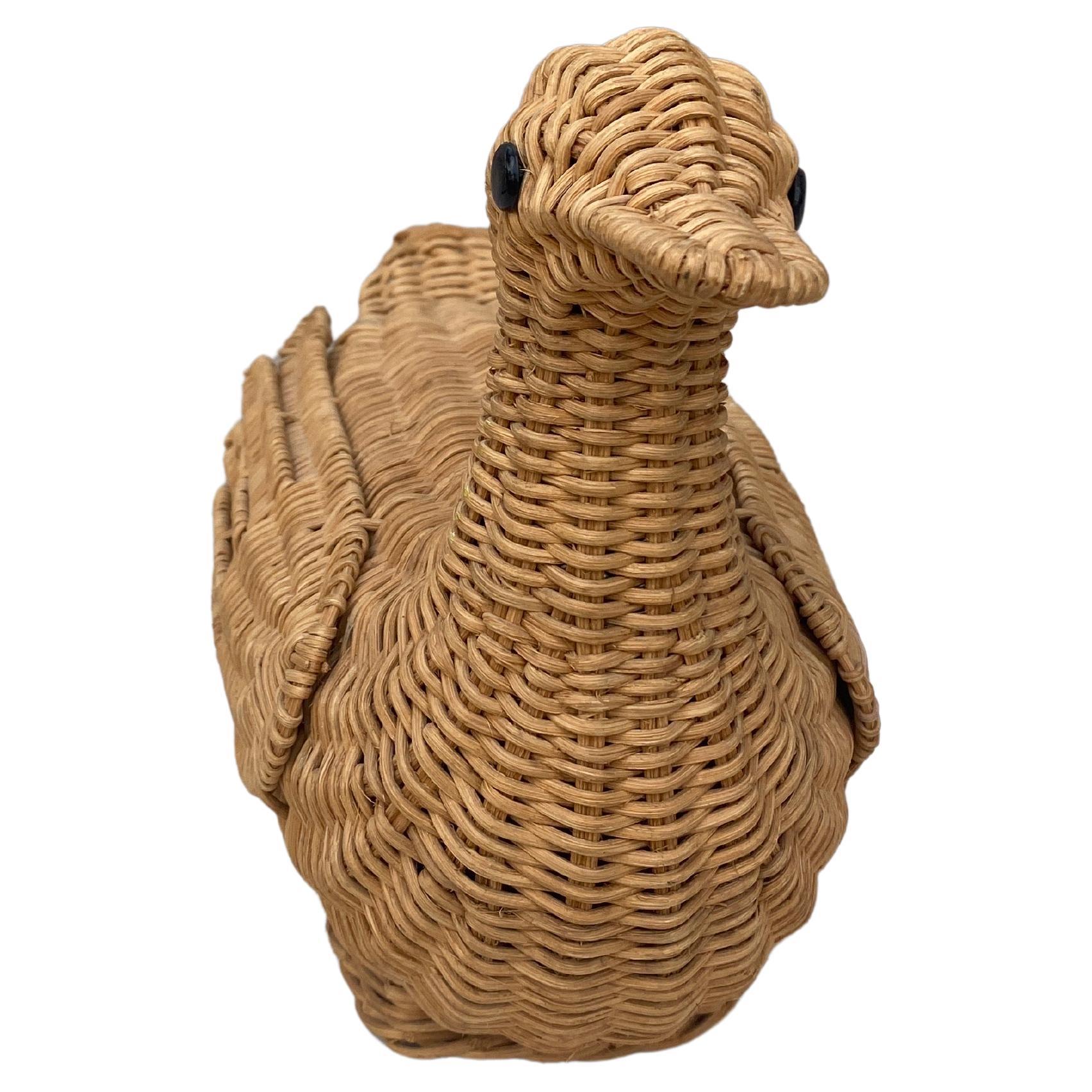 French Mid-Century Wicker Duck In Good Condition For Sale In Austin, TX