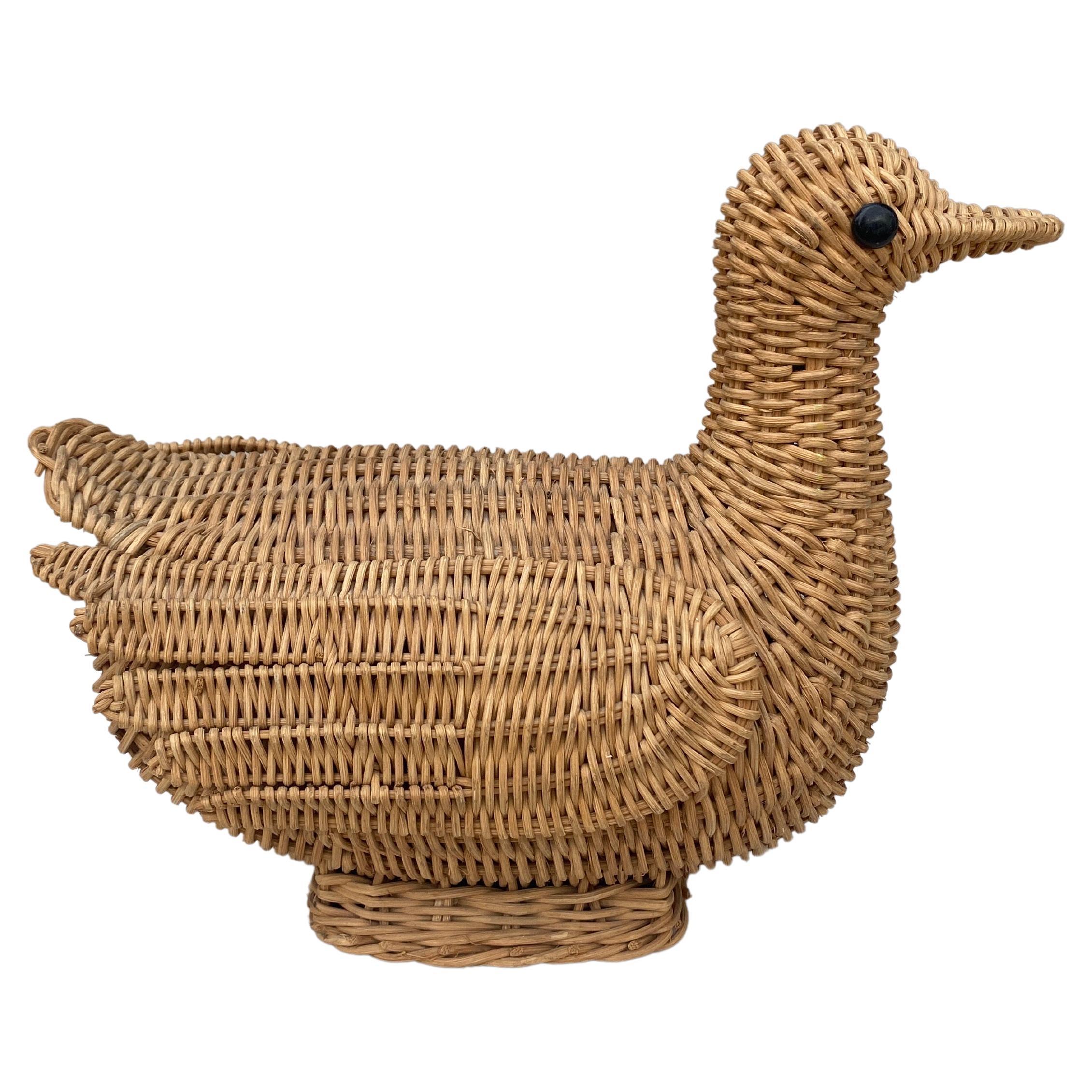 Mid-20th Century French Mid-Century Wicker Duck For Sale