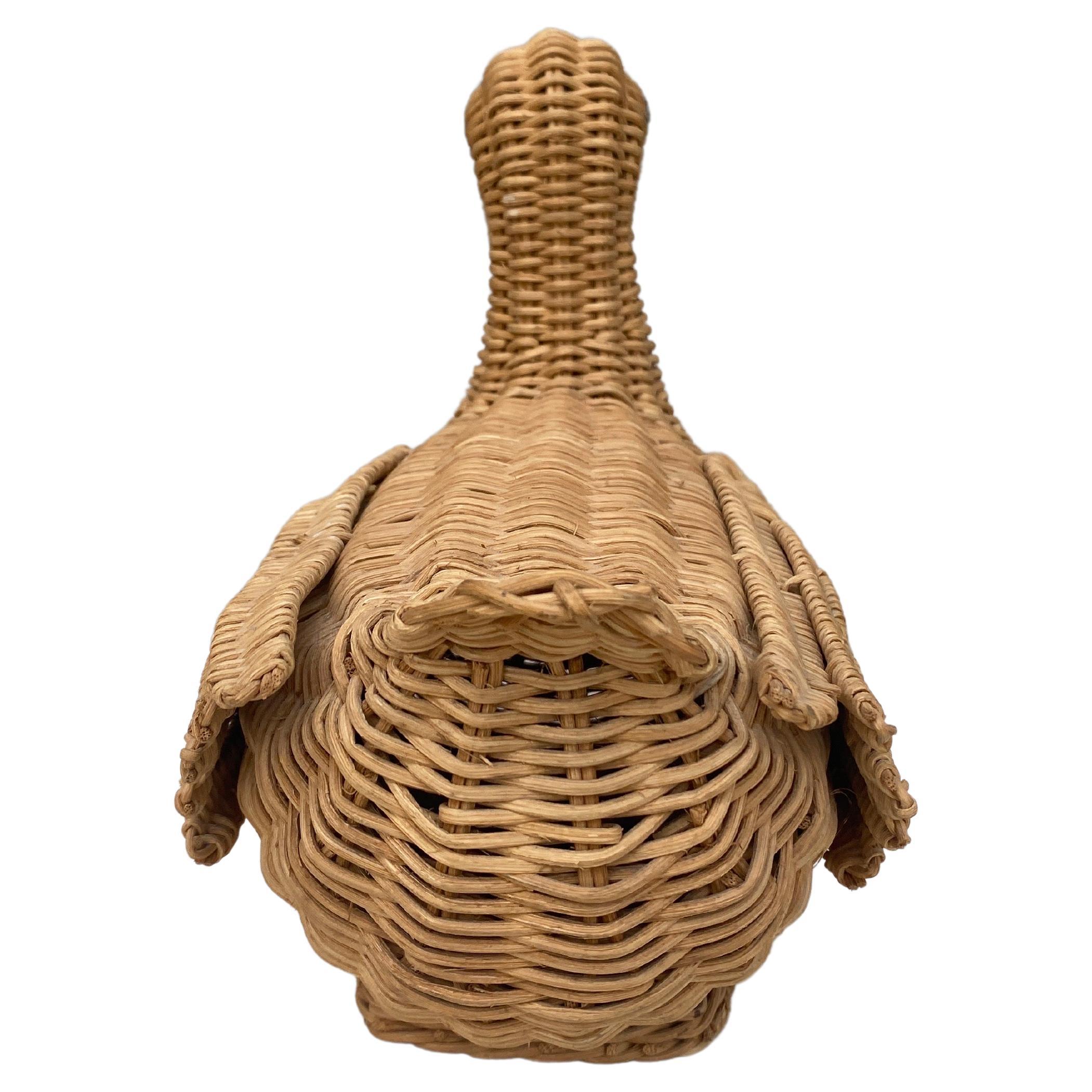 French Mid-Century Wicker Duck For Sale 1