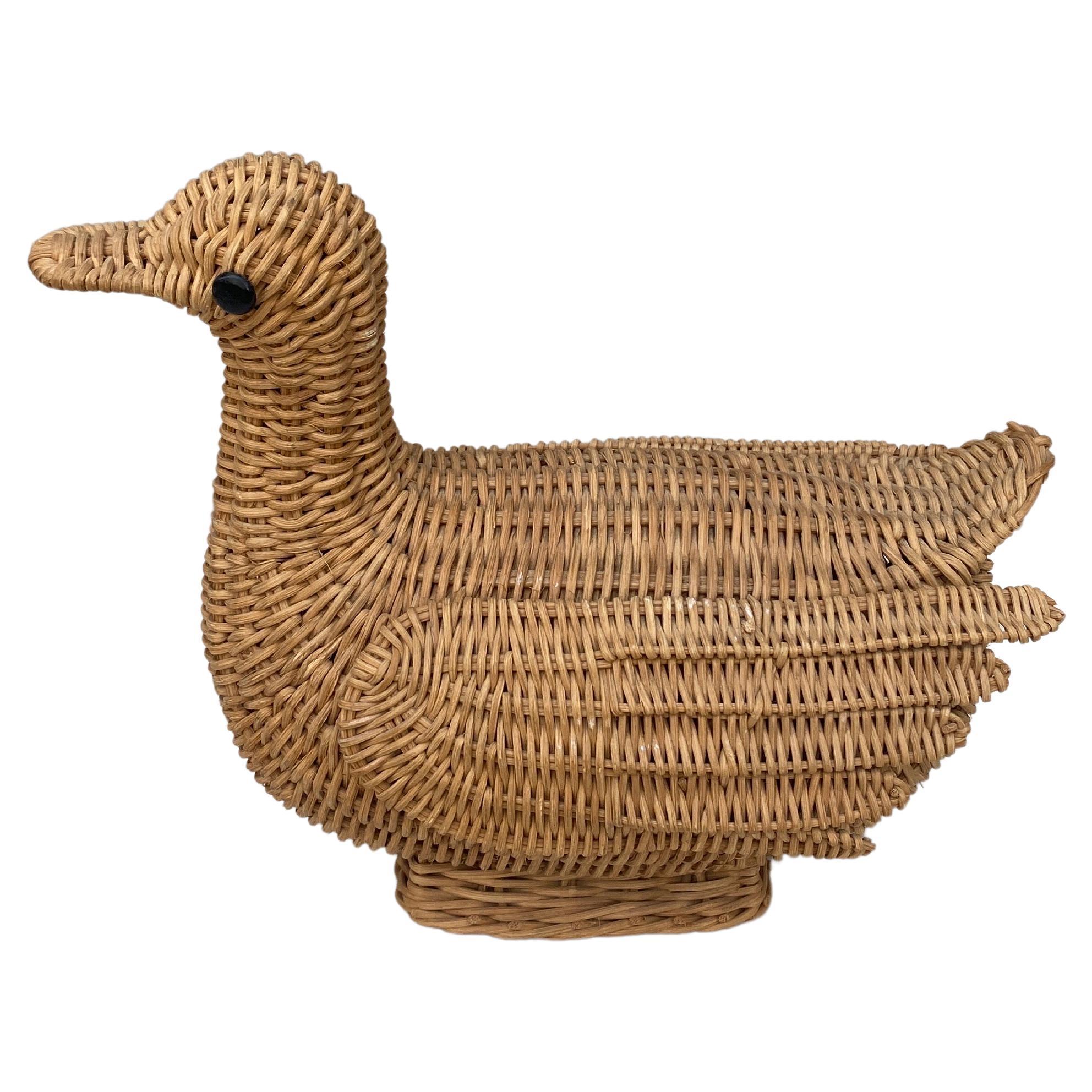 French Mid-Century Wicker Duck For Sale 2