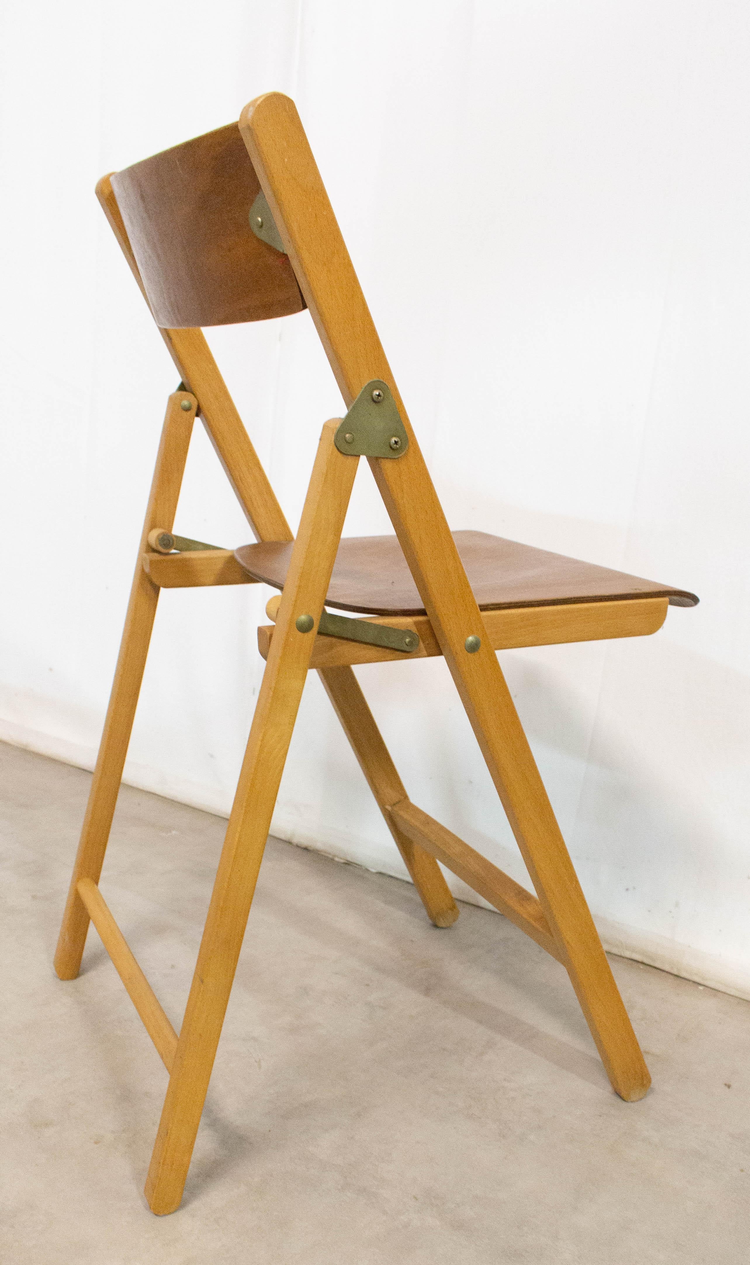 Mid-Century Modern French Midcentury Wood Folding Chair, 1970 For Sale