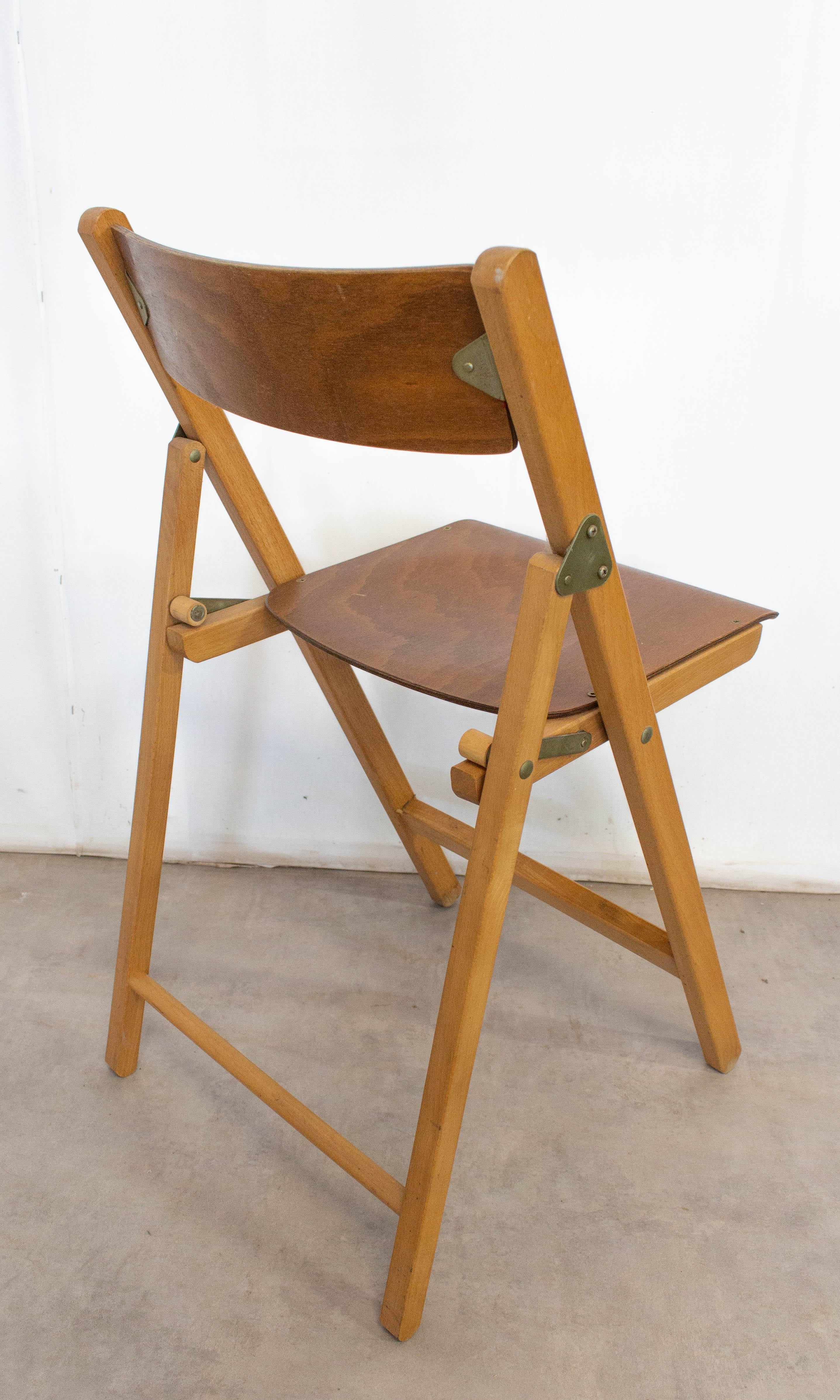 20th Century French Midcentury Wood Folding Chair, 1970 For Sale
