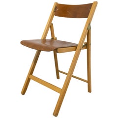 Vintage French Midcentury Wood Folding Chair, 1970