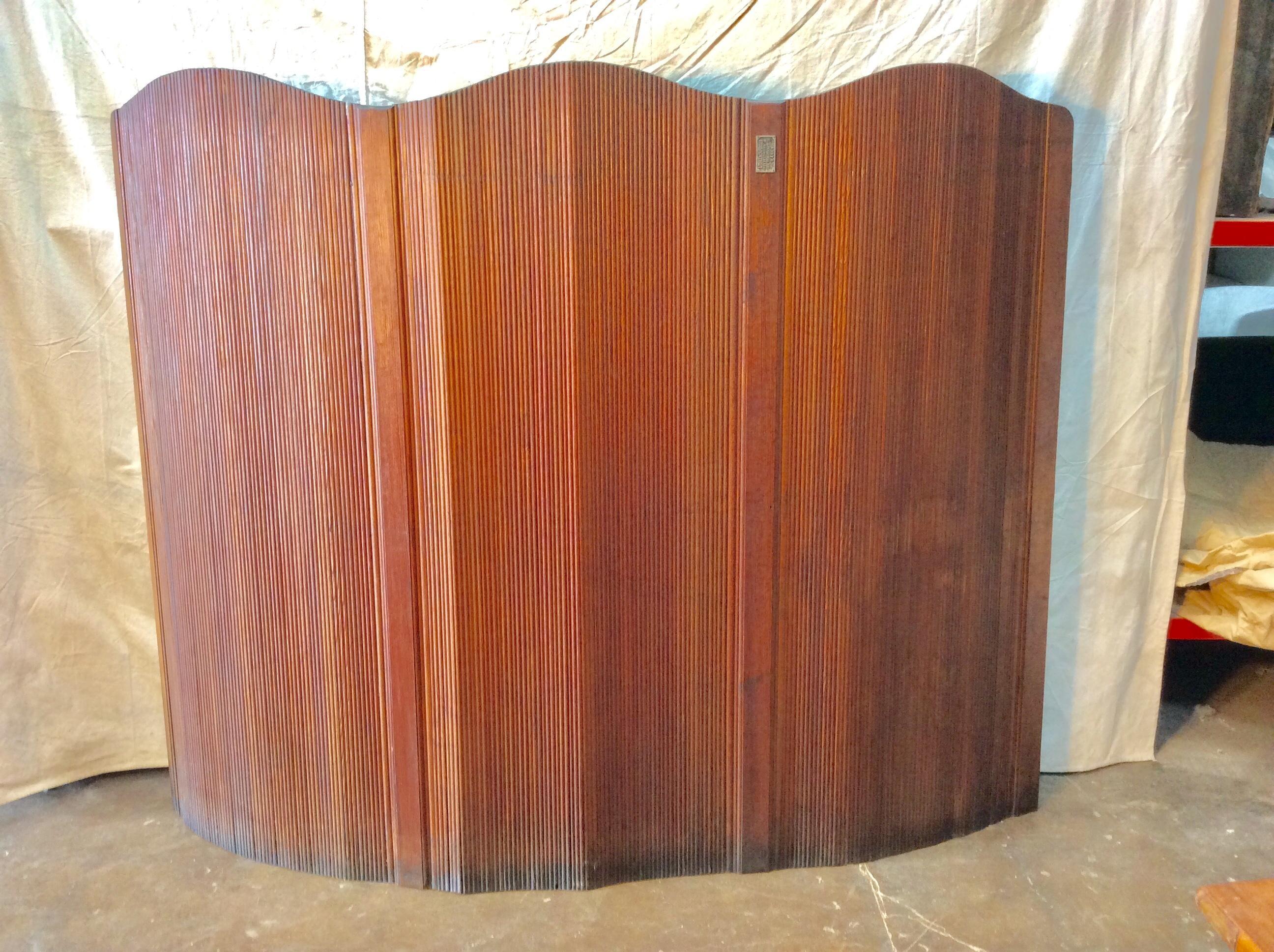 French Midcentury Wood Folding Screen 7