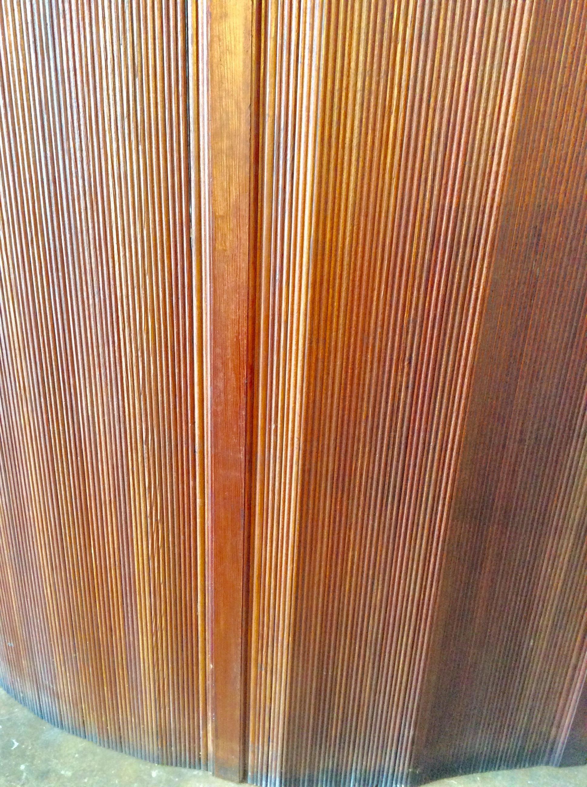 Metal French Midcentury Wood Folding Screen