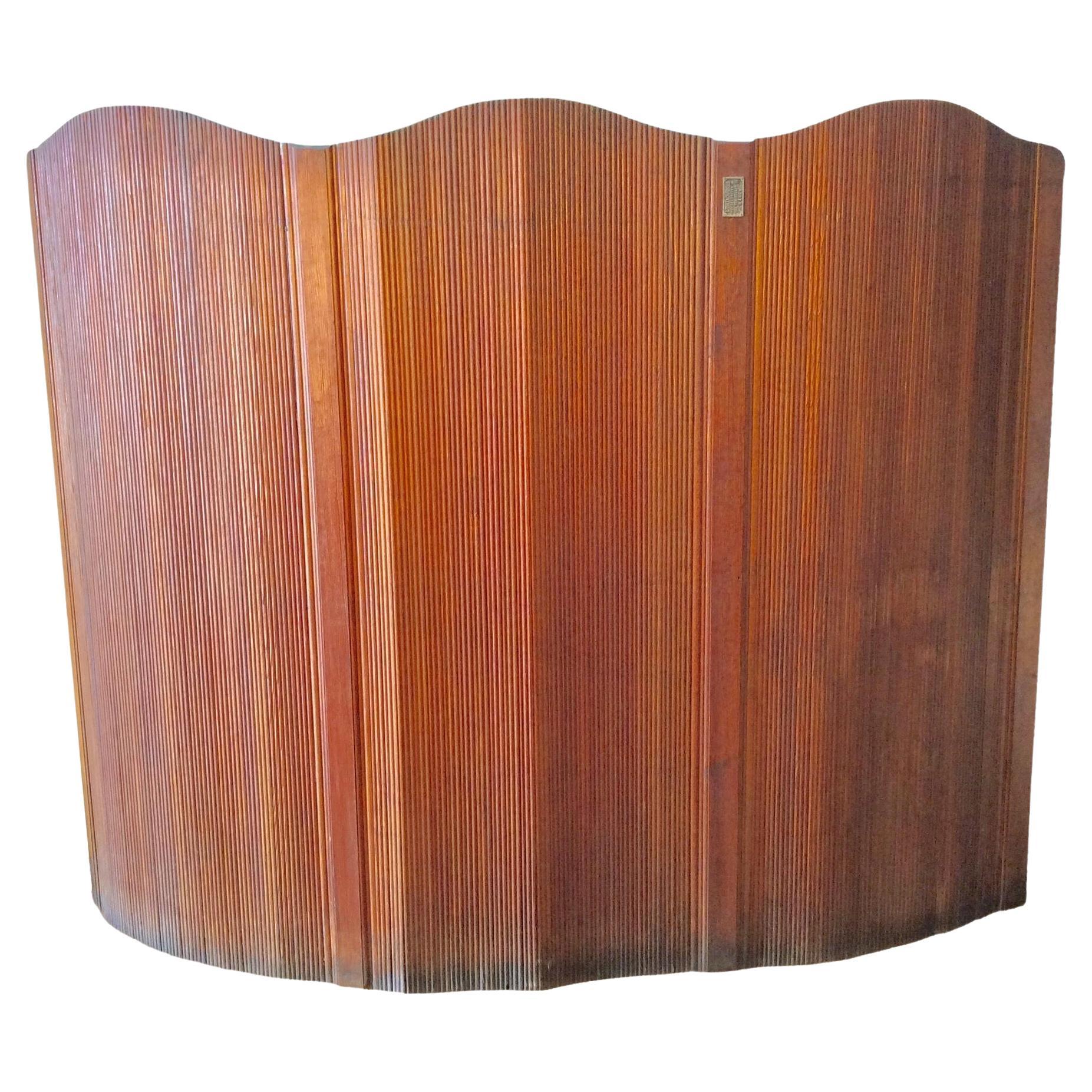 French Midcentury Wood Folding Screen
