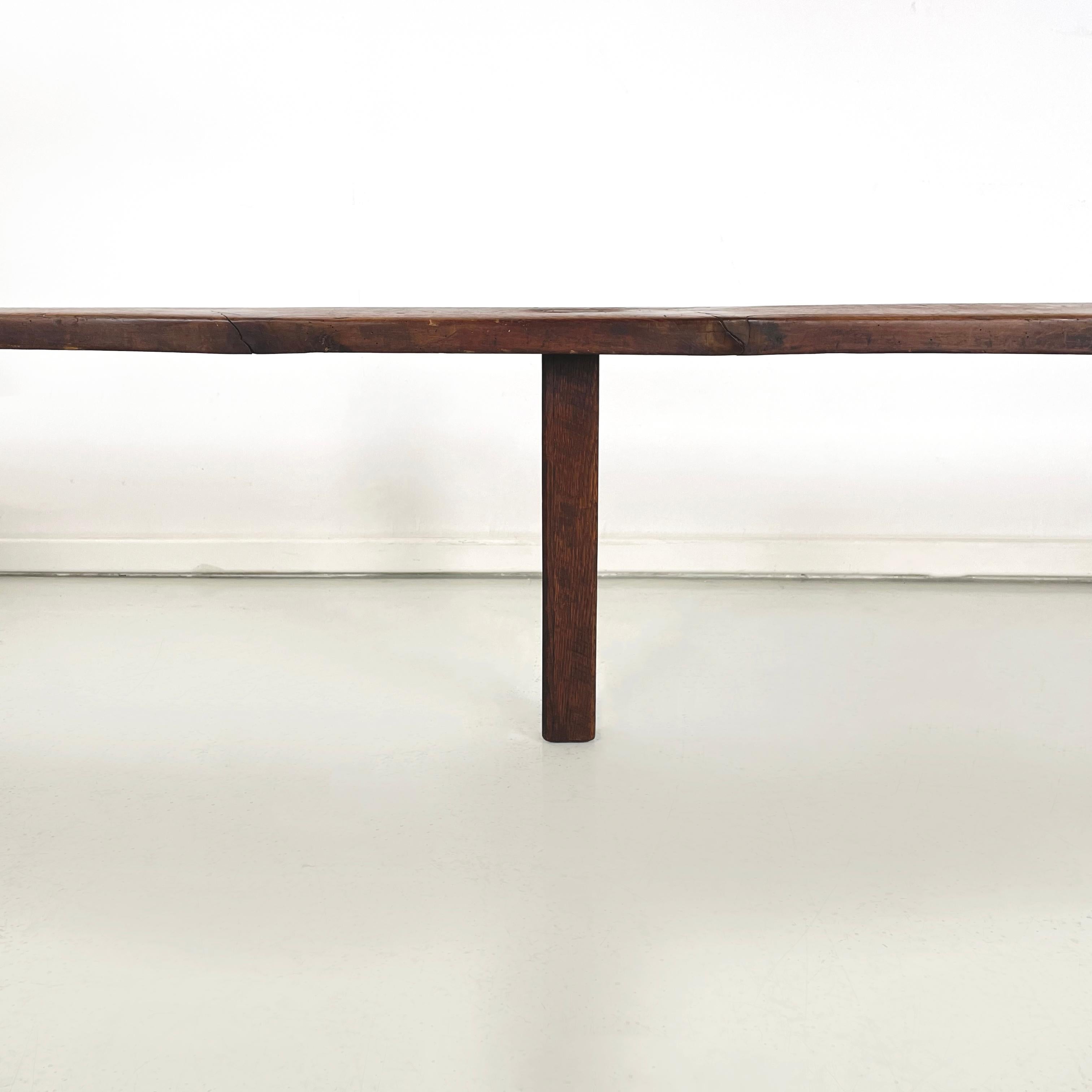 French mid-century Wooden bench with narrow and long seat, 1930s 6