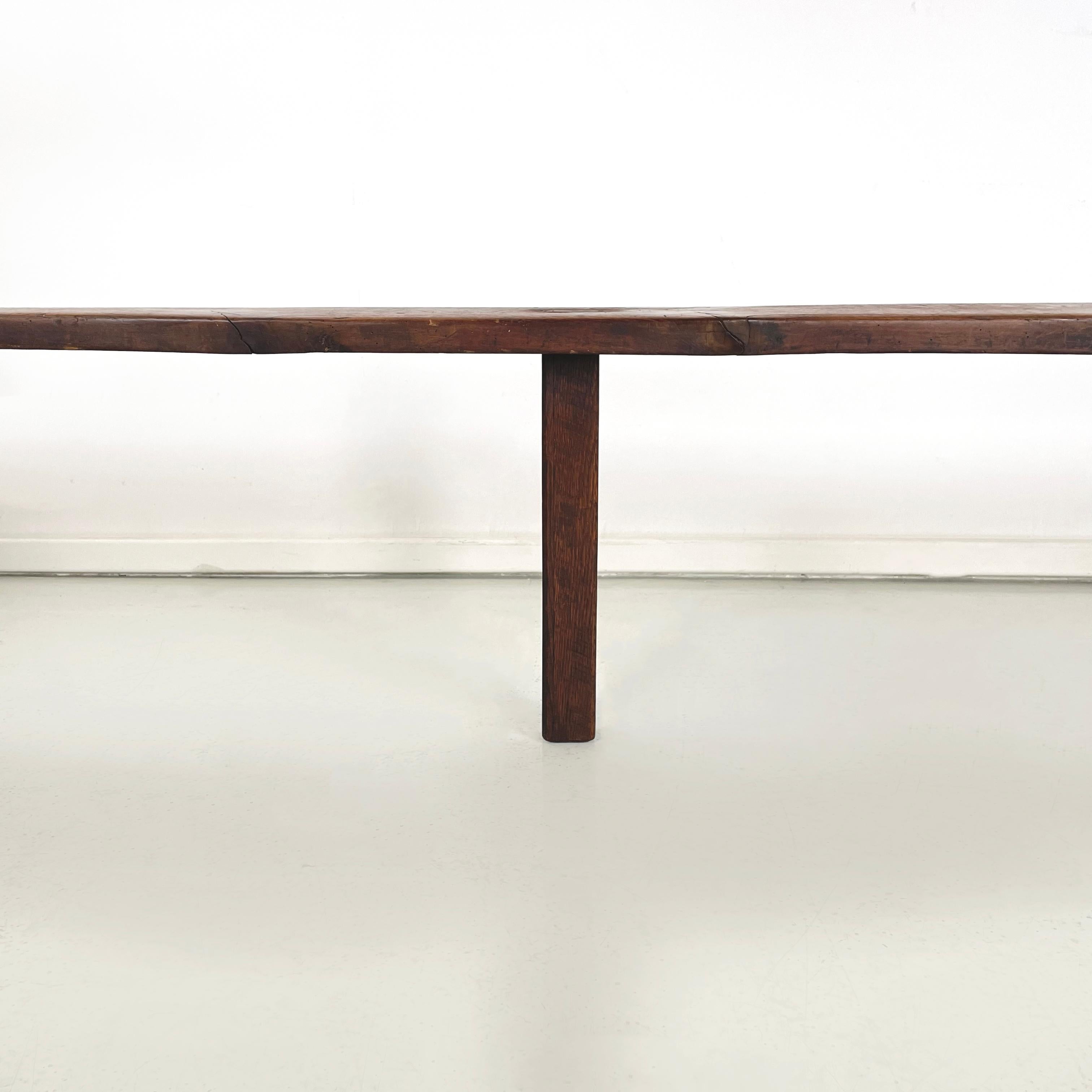 French mid-century Wooden benches with narrow and long seat, 1930s 9