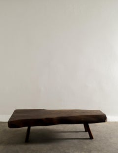 French Midcentury Wooden Coffee Sofa Table in a Brutalist Freeform Style, 1960s