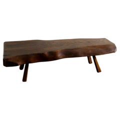 French Midcentury Wooden Coffee Sofa Table in a Brutalist Freeform Style, 1960s