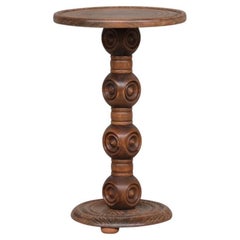 Table d'appoint ou piédestal en bois français du milieu du siècle dernier