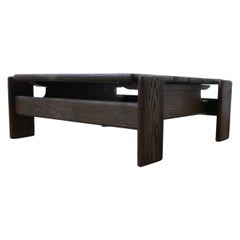 French Midcentury Wooden Square Coffee Table
