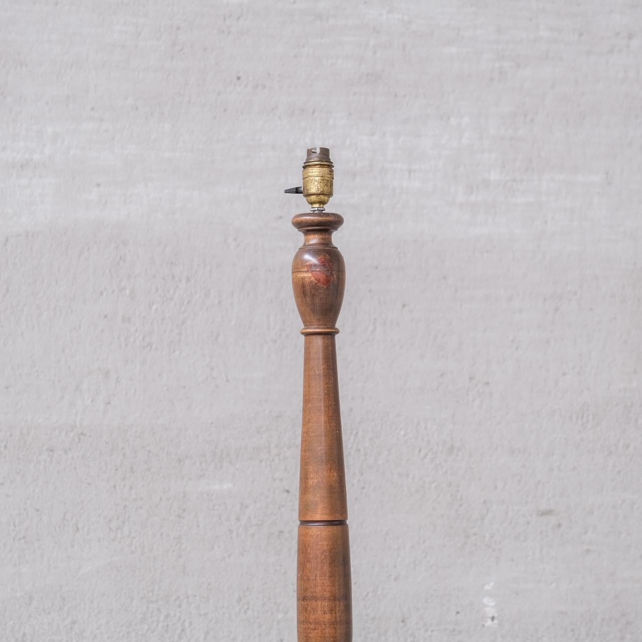 European French Mid-Century Wooden Turned Floor Lamp For Sale