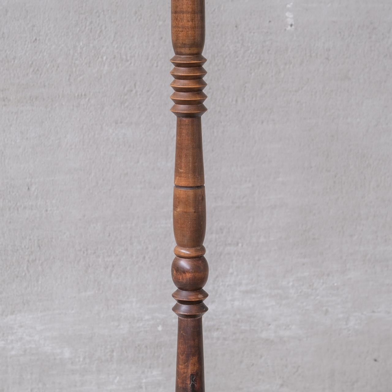 20th Century French Mid-Century Wooden Turned Floor Lamp For Sale
