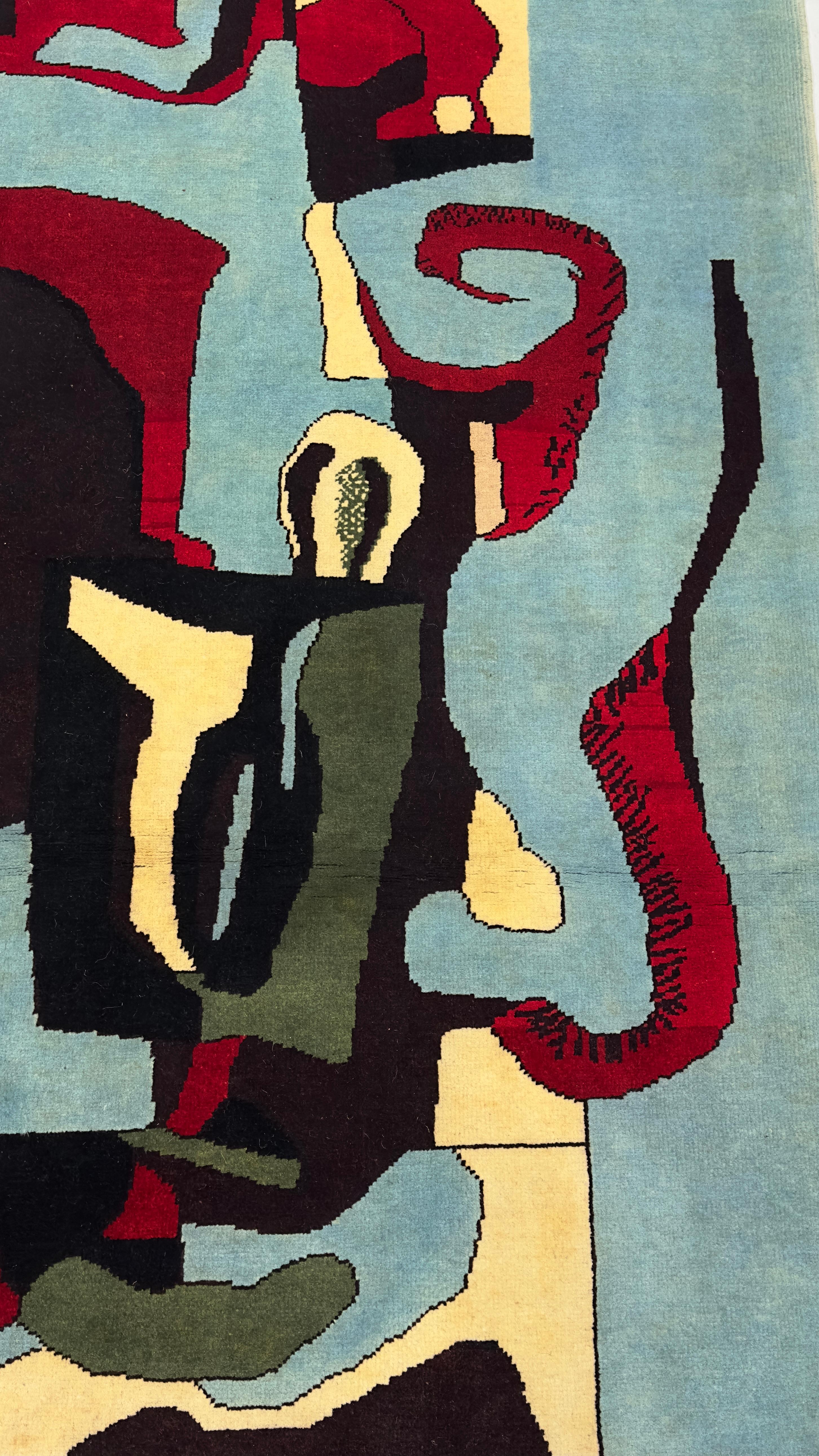 French Mid Century Wool Rug 5'0