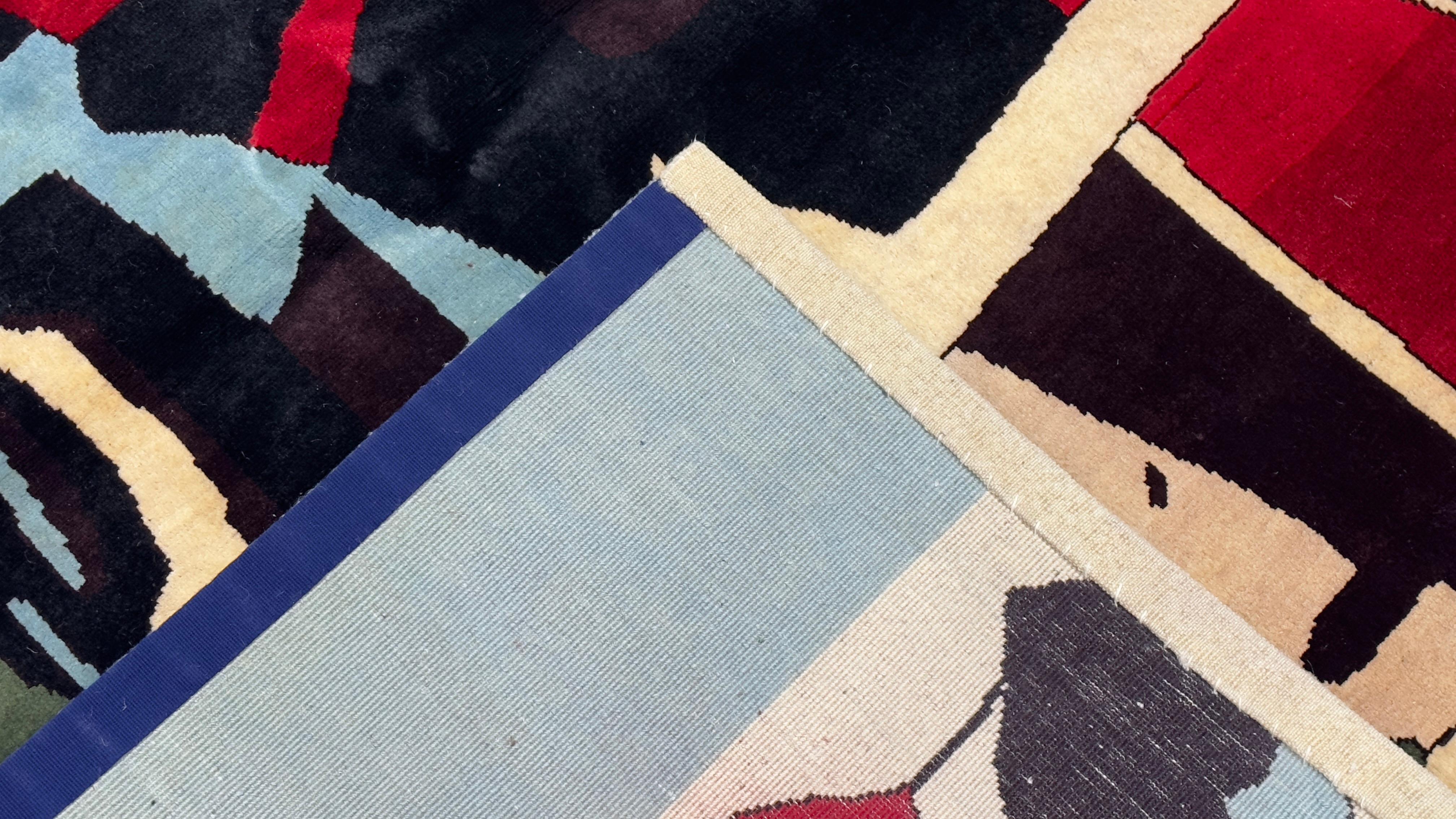 French Mid Century Wool Rug 5'0