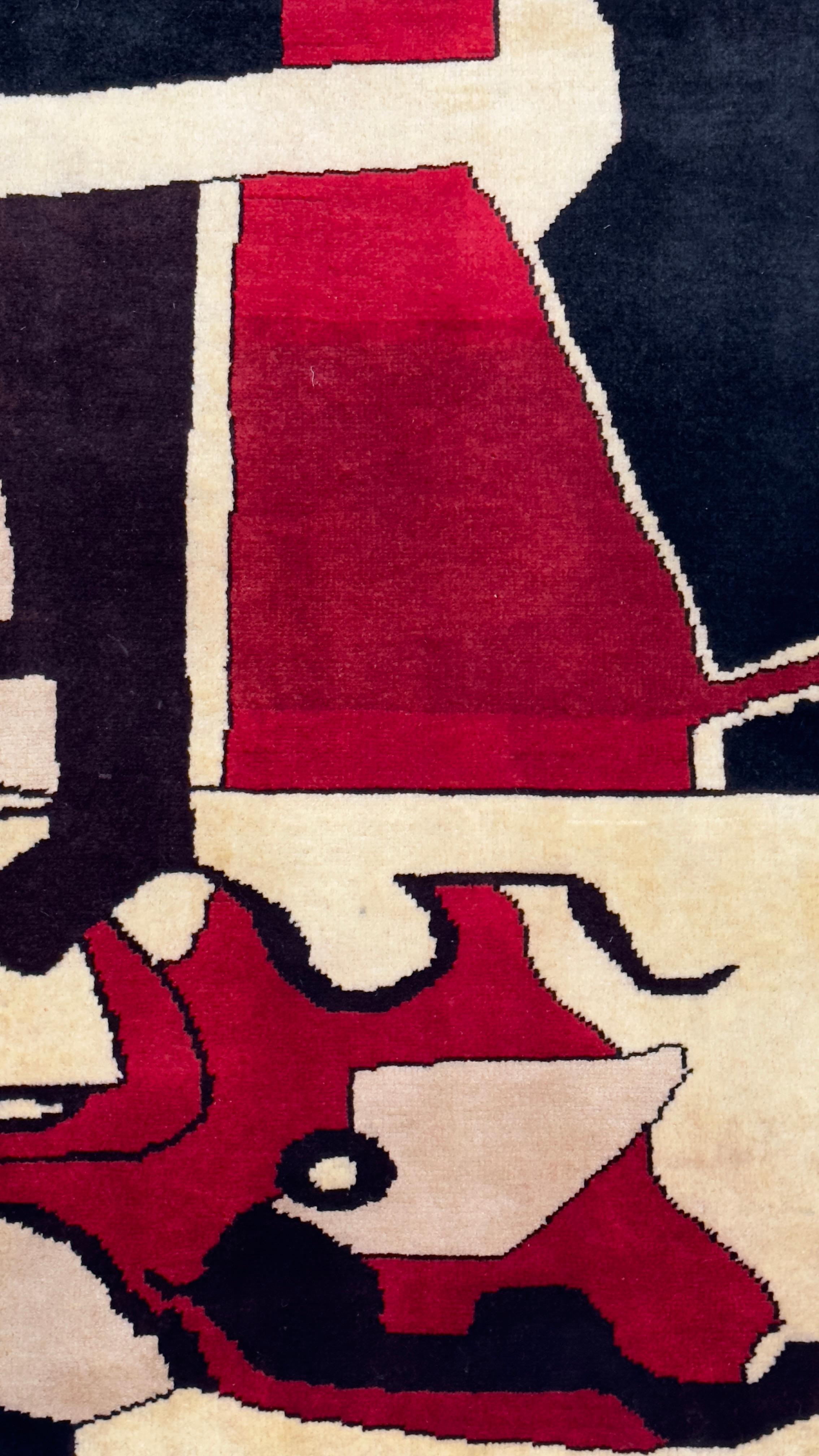 French Mid Century Wool Rug 5'0