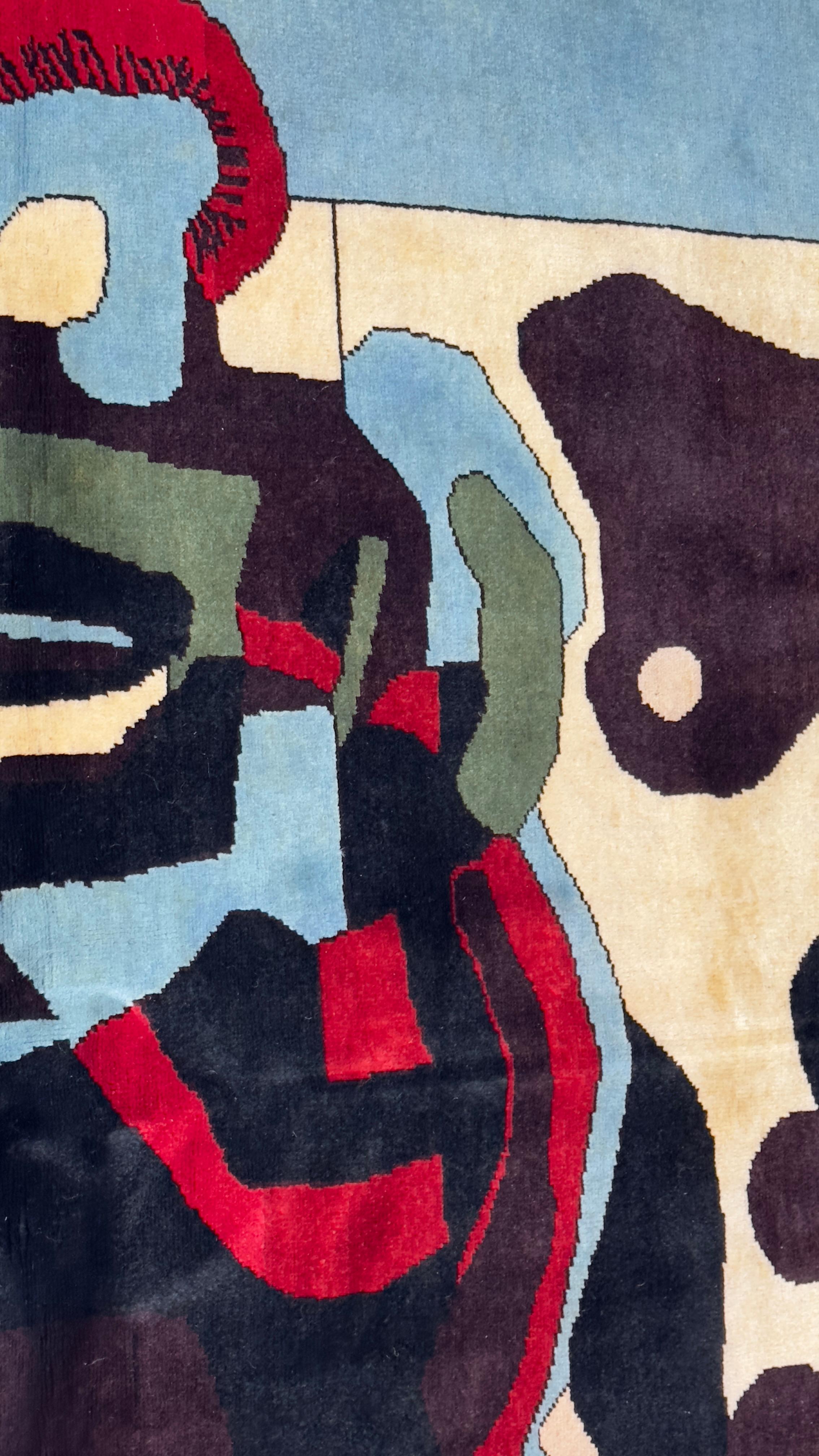 French Mid Century Wool Rug 5'0