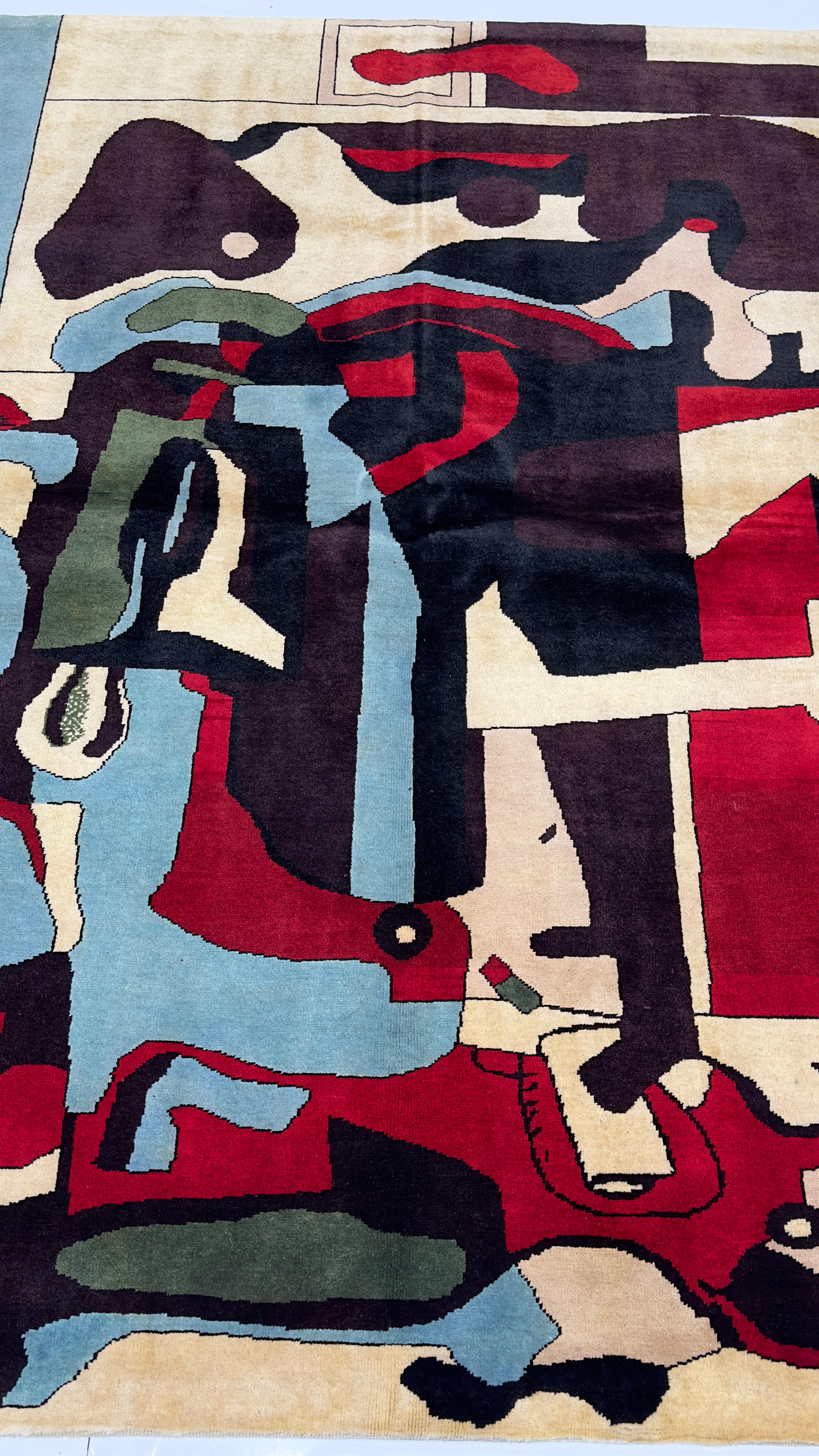 French Mid Century Wool Rug 5'0